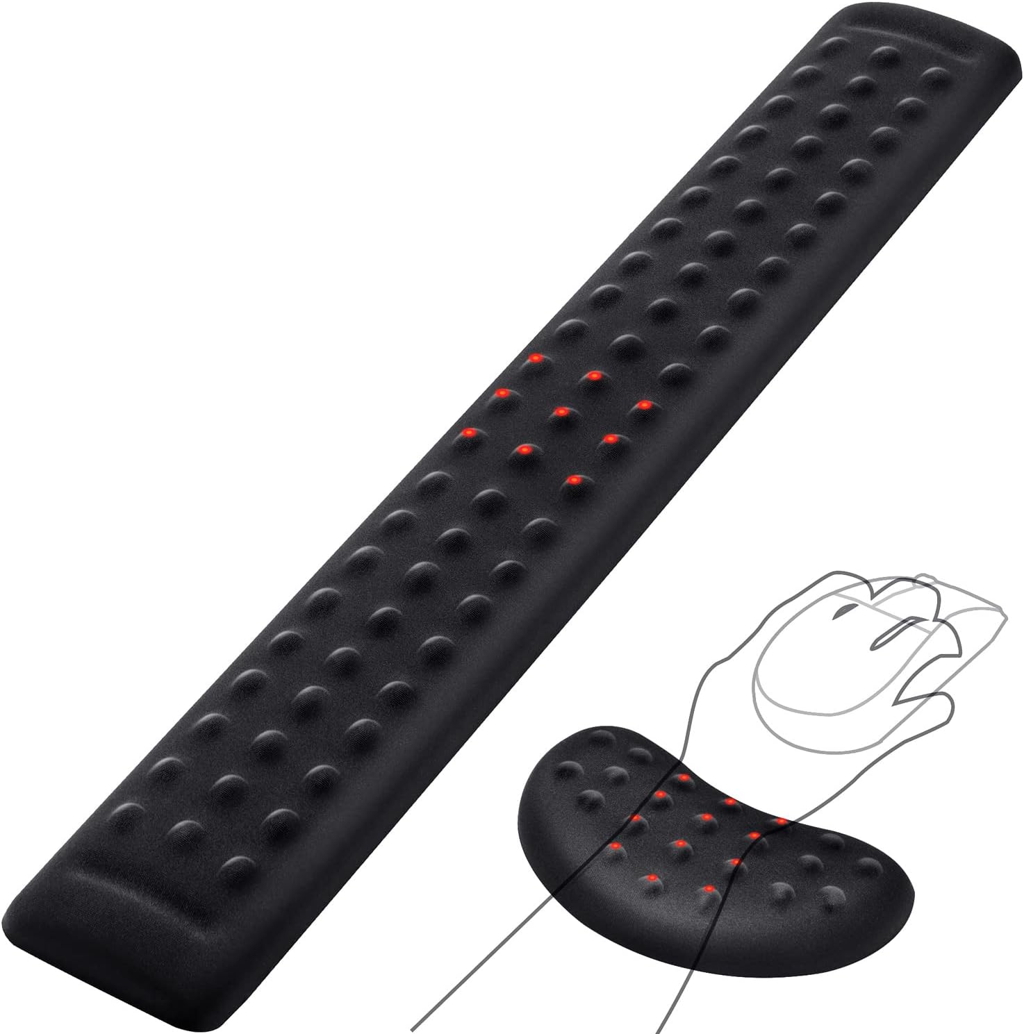 GimarsUpgraded Keyboard Wrist Rest with Massage Dot, Ergonomic Wrist Pad for Pressure Release & Wrist Massage, Soft Memory Foam Wrist Support for Pain Relif, Full Size for Computer,Home,Office,Gaming