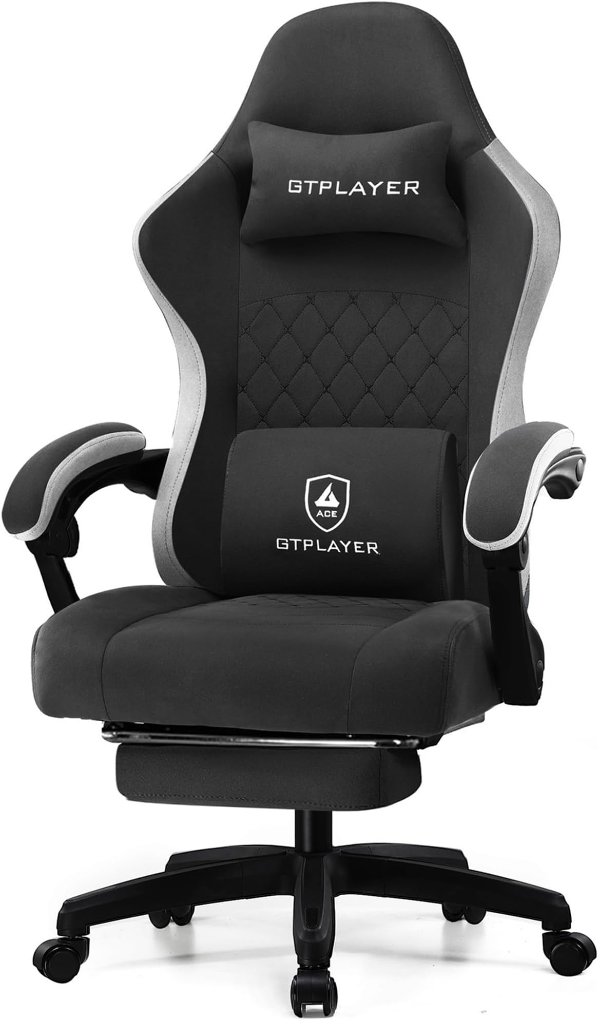 GTPLAYER Gaming Chair, Computer Chair with Pocket Spring Cushion, Linkage Armrests and Footrest, High Back Ergonomic Computer Chair with Lumbar Support Task Chair with Footrest (Black)