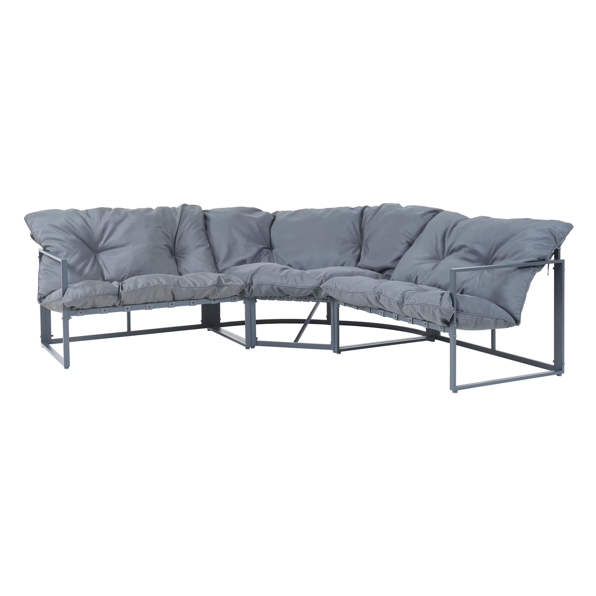 casa.pro Set Salottino per Esterno Set Mobili da Giardino Divano Modulare a 3 pezzi e Tavolino con Piano in Vetro Nero Arredo per Terrazza Patio - Grigio Scuro