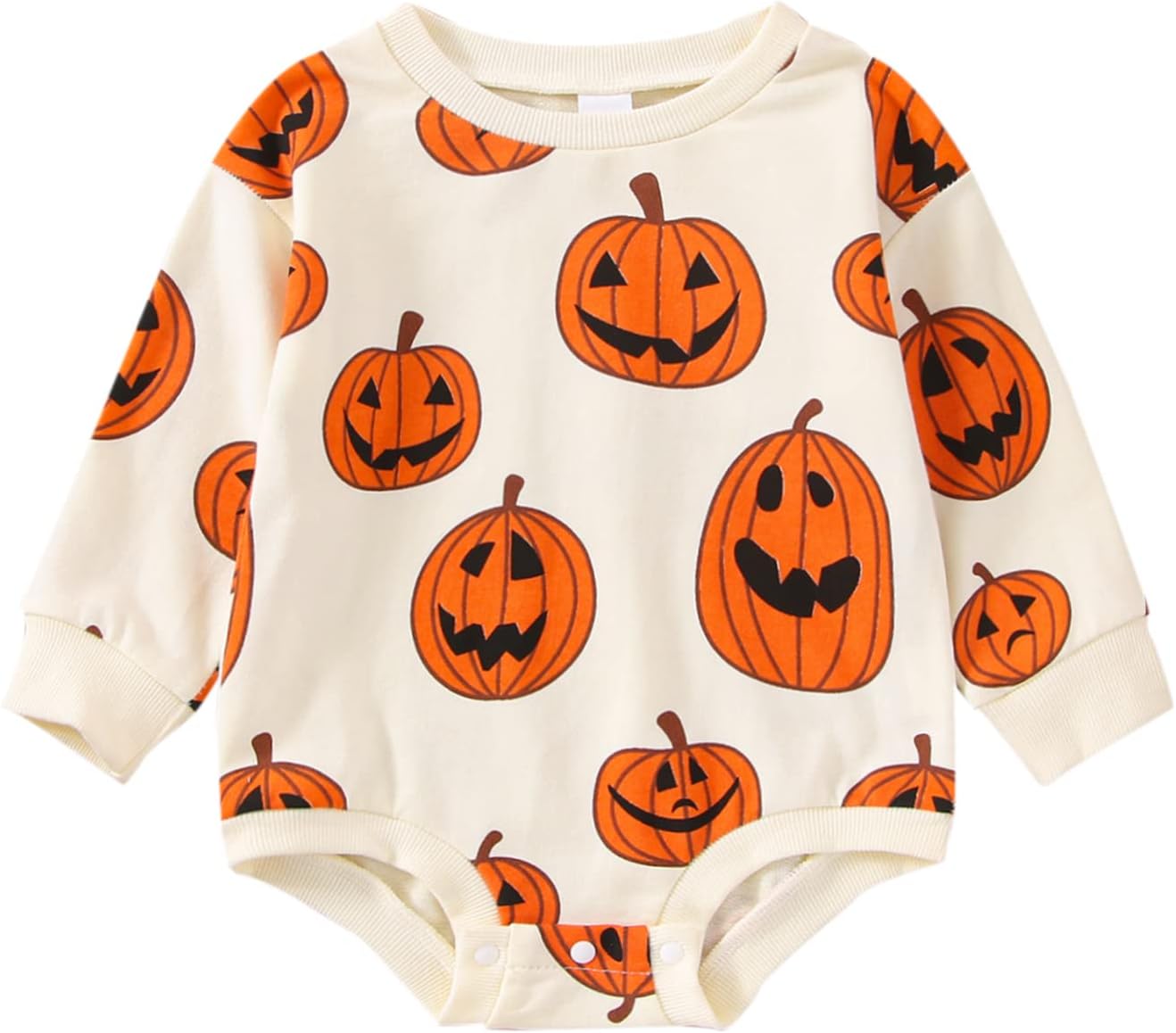 Toddler Infant Baby Girl Boy Halloween Outfit Pumpkin Sweatshirt Oversized Onesie Bubble Romper Sweater Clothes