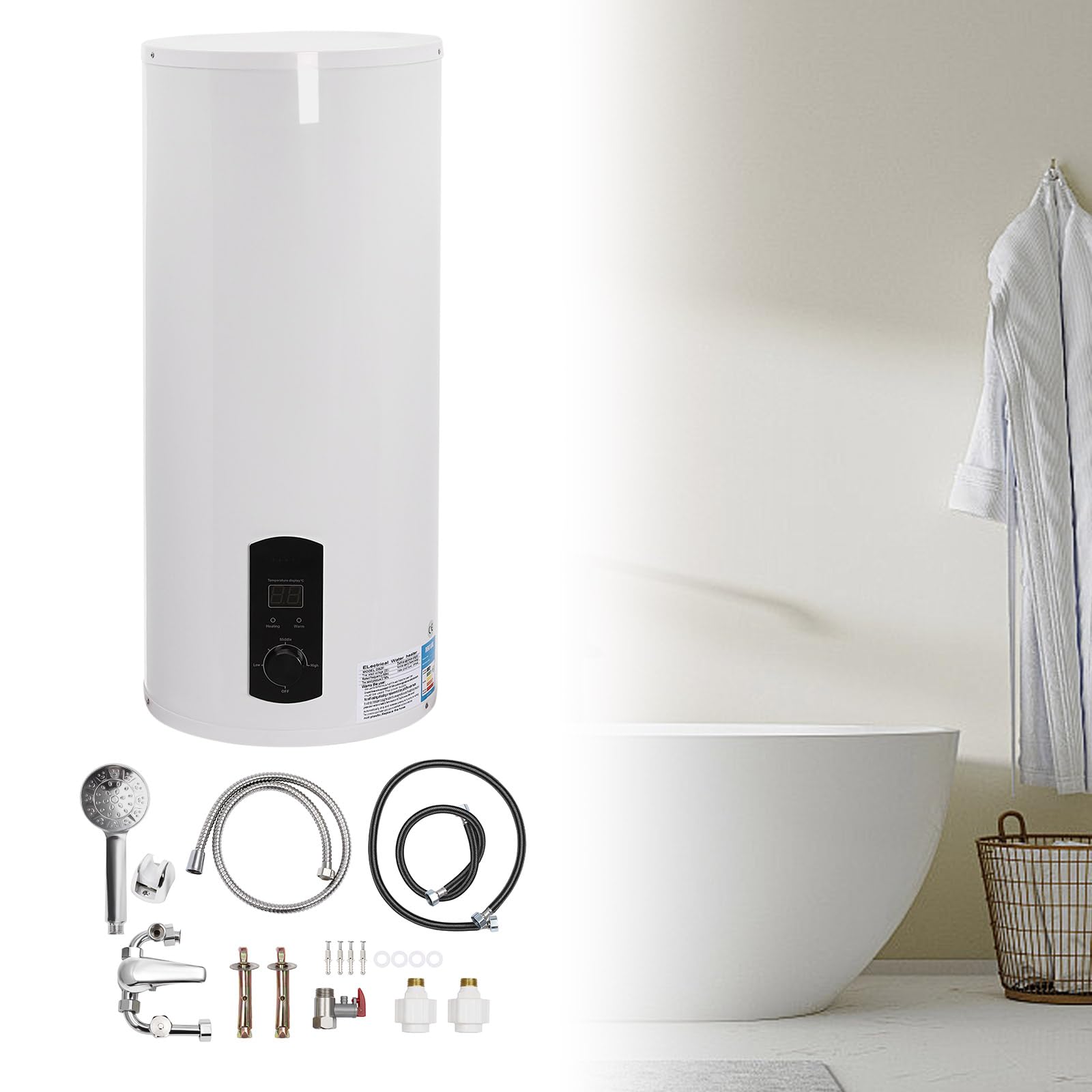 Scaldabagno elettronico da 2 KW – 100 litri – scaldabagno – con doccetta e rubinetto – ideale per cucina, bagno e molto altro ancora