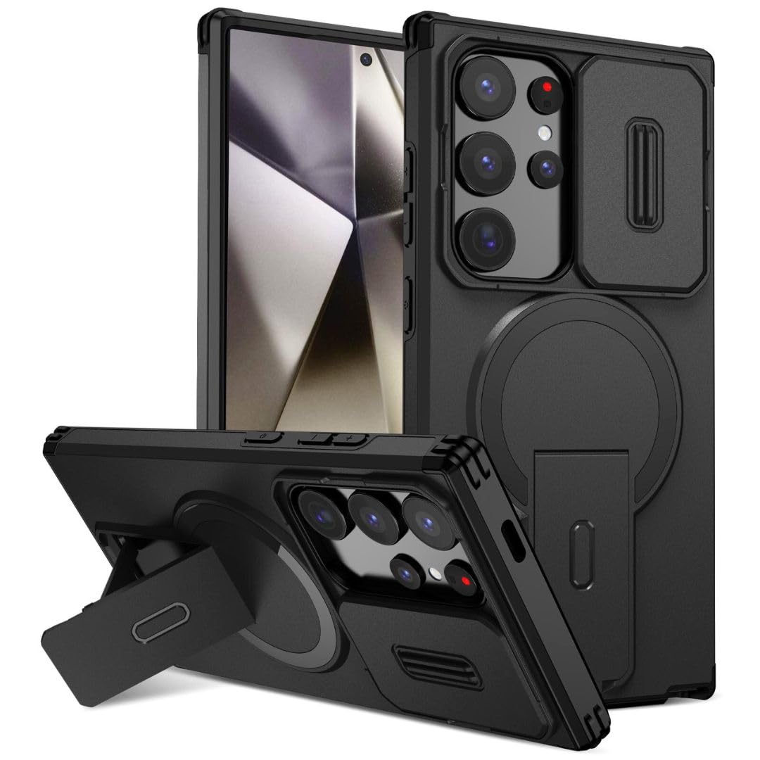 ShieldTech MagStand Series Case for Samsung Galaxy S24 Ultra 5G, Mobile Cover with Sliding Camera Shield, Kickstand, MagSafe, Shockproof for Samsung S24 Ultra 5G – Black-image-18