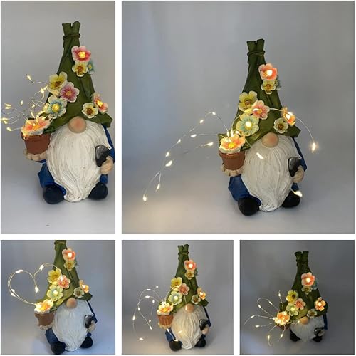 Miniatura 7 de Decoración de gnomo de jardín, gnomos solares, decoración de jardín con luces de fuegos artificiales en la mano para jardín, patio, césped,