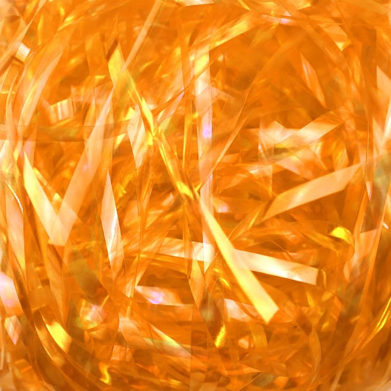 Papierowa, rozdrobniona bibułka, brokatowa | Wielokolorowy 60–400 g Scenariusz użycia: kosze upominkowe i przyjęcia świąteczne(Iridescent Yellow,400g)
