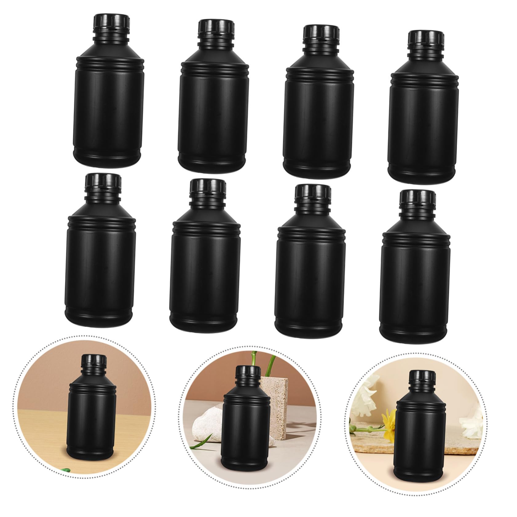 TOPBATHY 12 pièces Bouteilles de Stockage Chimique Hdpe Résistantes Aux Produits Chimiques Bouteilles de Réactifs de Laboratoire Noires avec Protection UV et Bouchons Étanches pour Photo