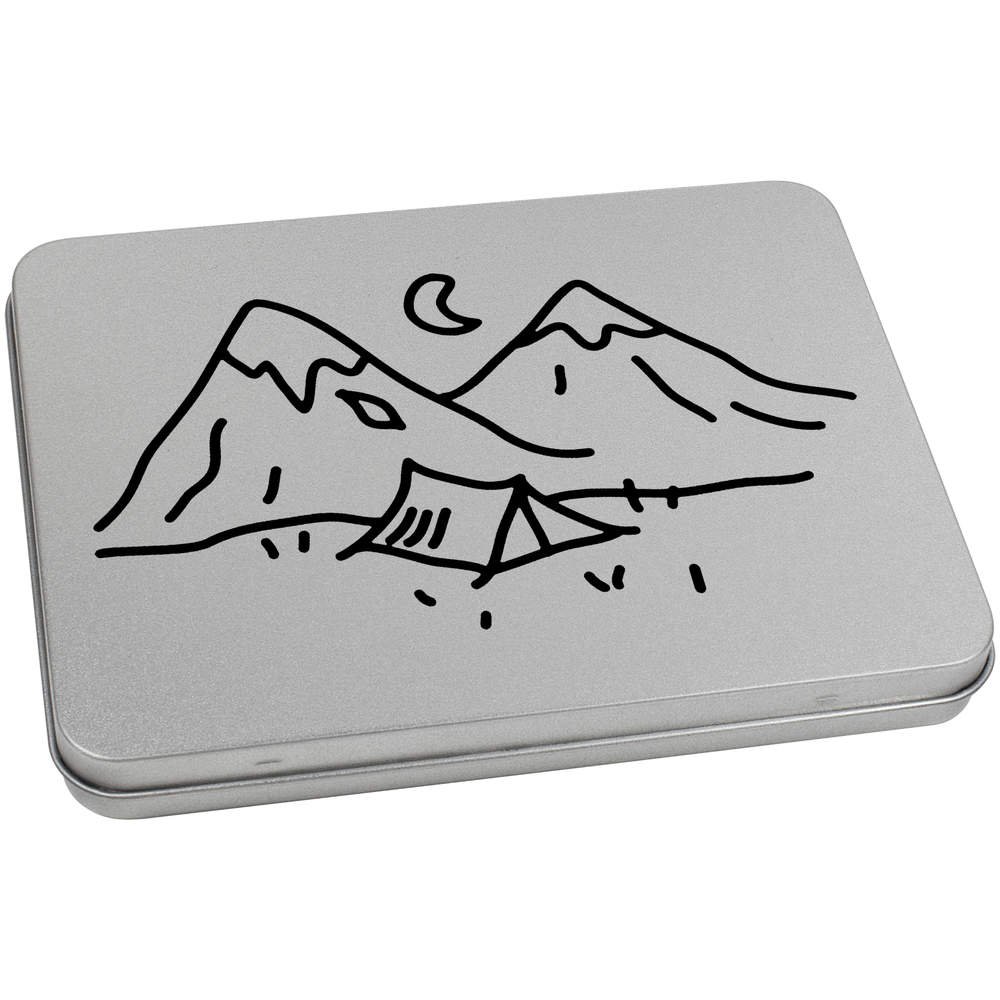 Azeeda 170mm 'Camping' Metal Hinged Tin/Storage Box (TT00081324)