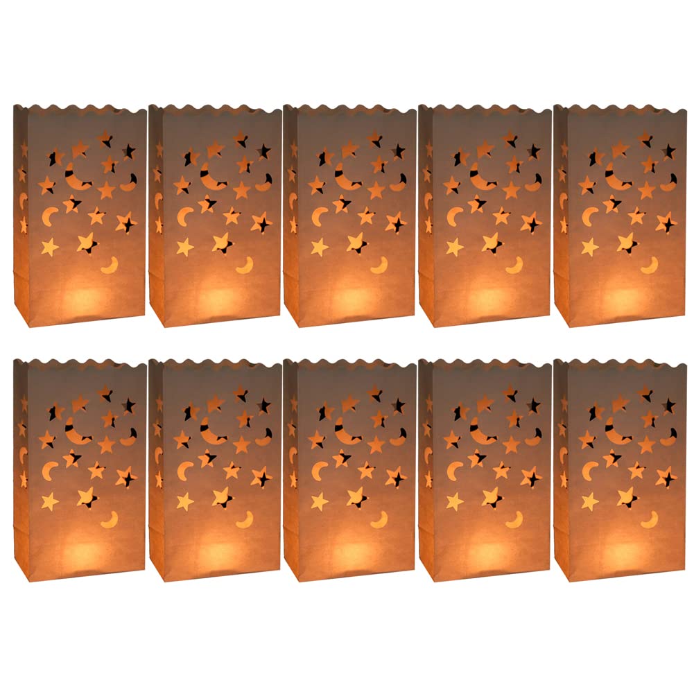 Lot De 30 Sacs à Bougies Lanternes En Papier Ignifuge - Motifs Papillon Étoile Cœur Pour Mariage Et Fêtes