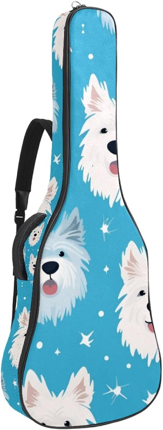40 41 42 Inch Guitar Bags, Waterproof Padded Acoustic Guitar Case Backpack with Adjustable Shoulder Strap & Pockets, Cute Cartoon Dogs