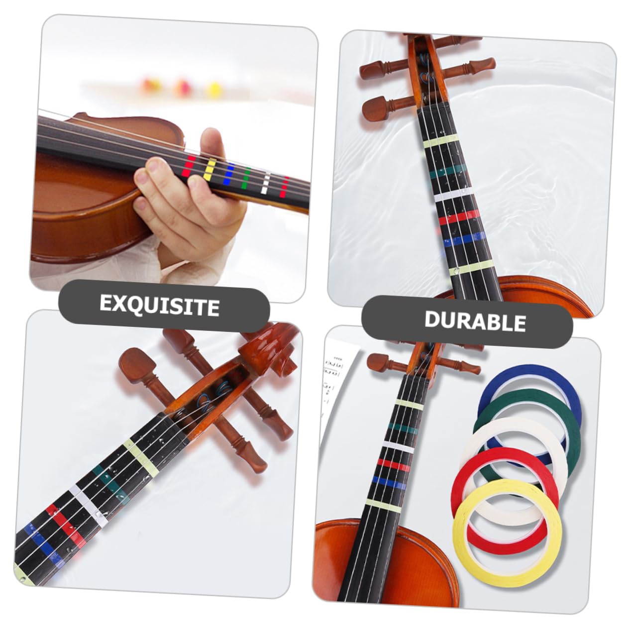 Abaodam 15rotoli Nastro Per Posizionamento Dita Per Violino Vari Colori Facile Da Applicare e Rimuovere Accessorio Per Principianti e Studenti Violino e Violoncello