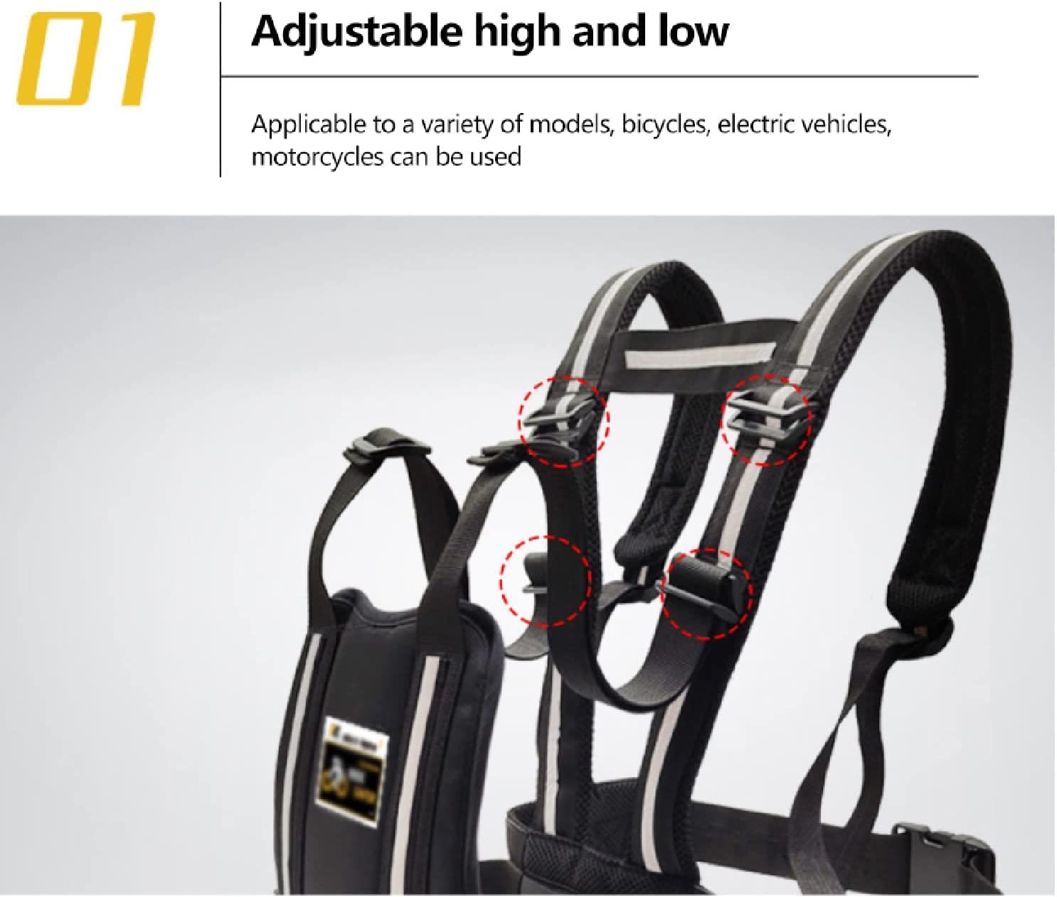 Motorcycle Harness Safety Huisses réglables Kid Motorcycle Belt With Reflective STRAP CEINDION DE SÉCURITÉ DE MOTOROCLE DE MOTO