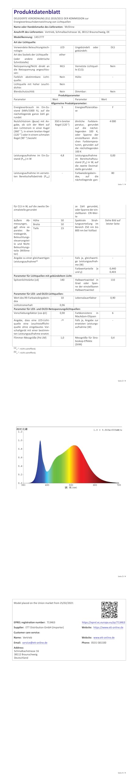 230V Leuchtmittel SMD LED Modul 10 x 5W 400lm Neutralweiß 4000K Ersetzt 50W Halogenleuchtmittel