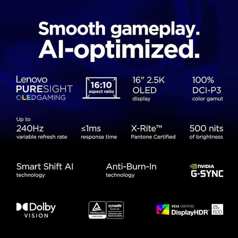 Lenovo Legion 7i Gaming Laptop 2025, Intel Core Ultra 9 275HX, 16" 240Hz 2.5K WQXGA OLED Display, GeForce RTX 5070, 32 GB DDR5, 1 TB SSD, Wi-Fi 7, RGB Keyboard, Windows 11 Pro, w/Accessories - Image 3