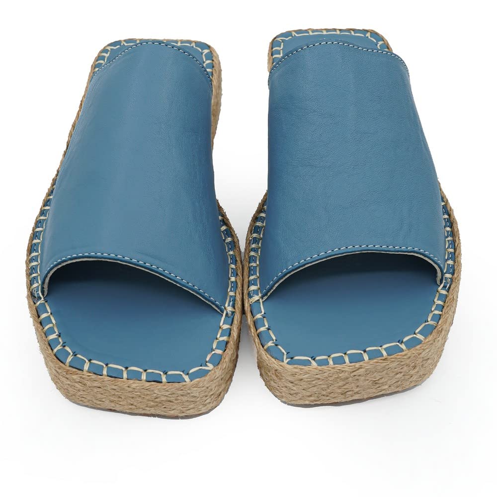 Bonateks Frrbtrlky100246, Sandal de cuña Mujer, Azul, 36 EU