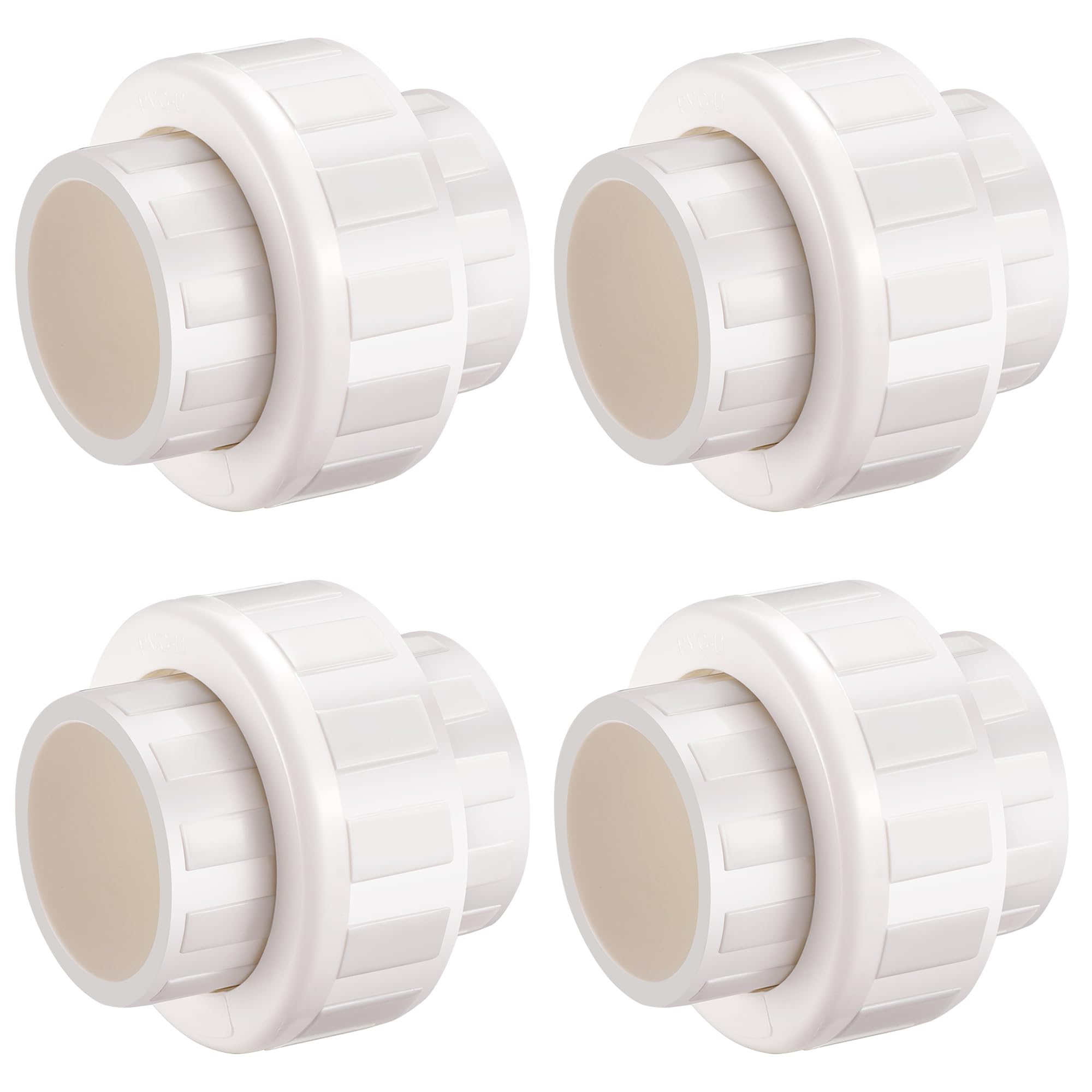 Photo 1 of 2 Inch Union Coupling Pipe Fitting (Socket x Socket), 4 Pcs Schedule 40 Heavy Duty Union Coupling Pipe Fitting for DIY PVC Creations.