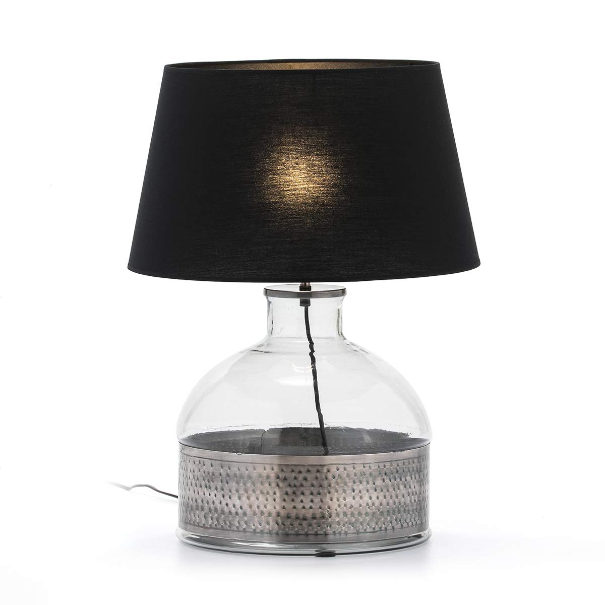 LAMPARA SOBREMESA 33X33X40 CRISTAL/METAL PLATEADO/SIN PANTALLA