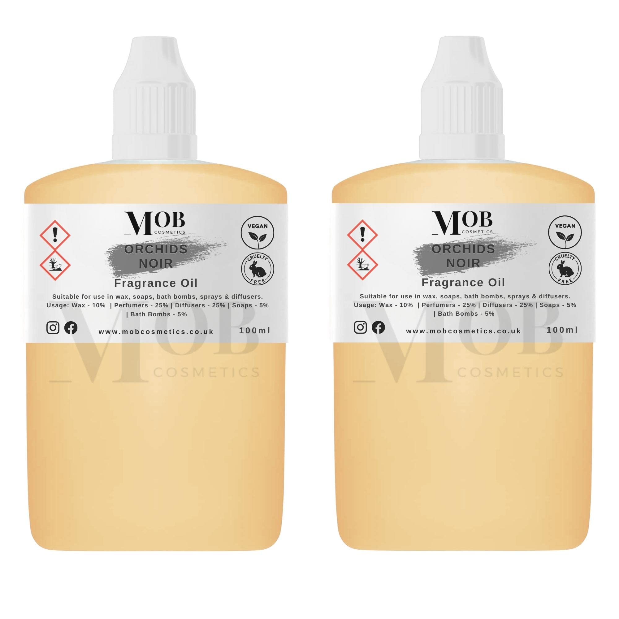 Orchids Noir Luxury and Designer Fragrance Oil | Highly Concentrated | Perfect for Candles, Soaps, Bath Bombs, Diffusers, Wax Melts | UK Made | Vegan (Orchids Noir, 100ml (Pack of 2)) — image 1