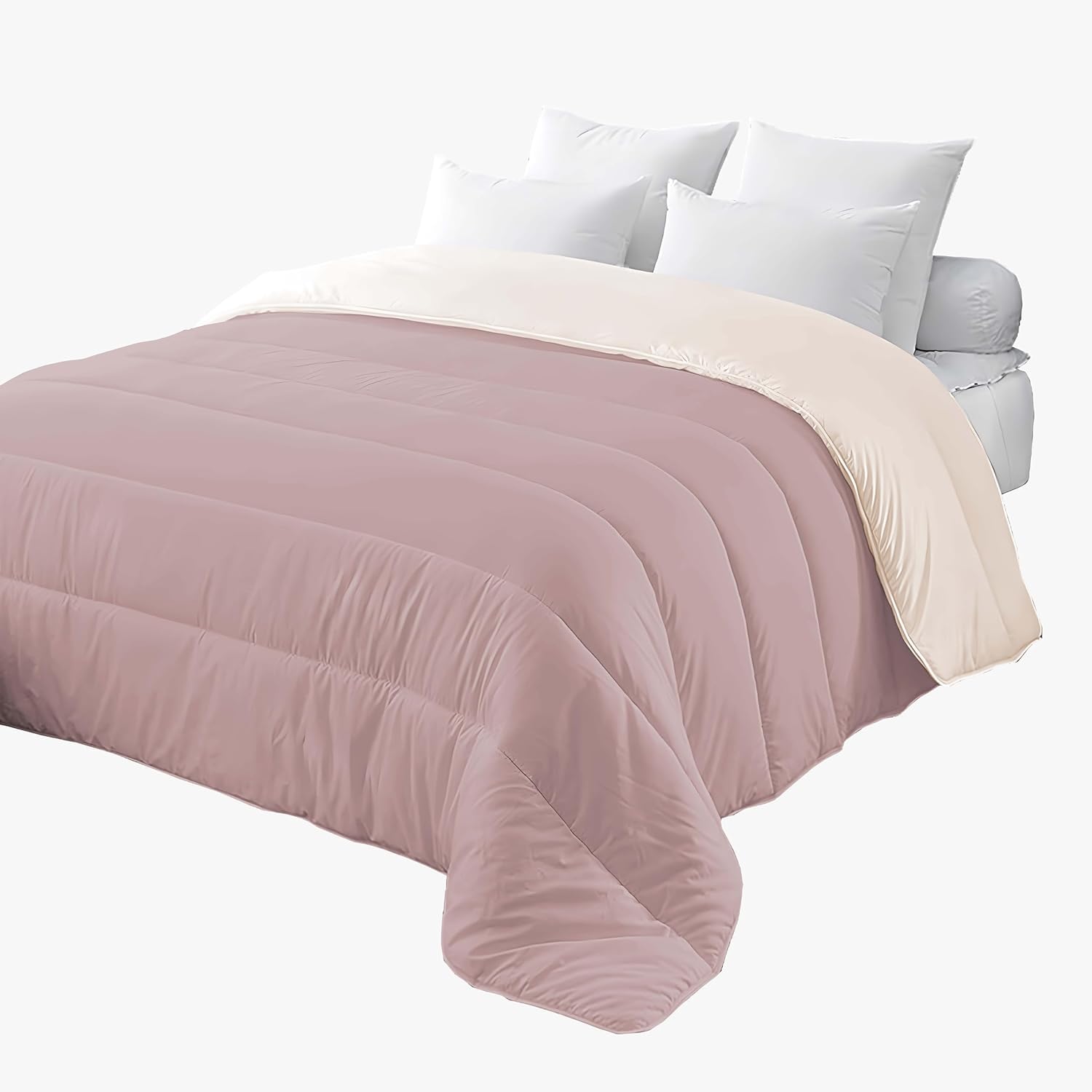 Corredocasa Piumone Una Piazza e Mezza Invernale, Made in Italy - Morbido Double Face, Trapunta Invernale da 350gr/mq Microfibra Manopesca Traspirante e Anallergica (Cipria/Beige, Una Piazza e Mezza)