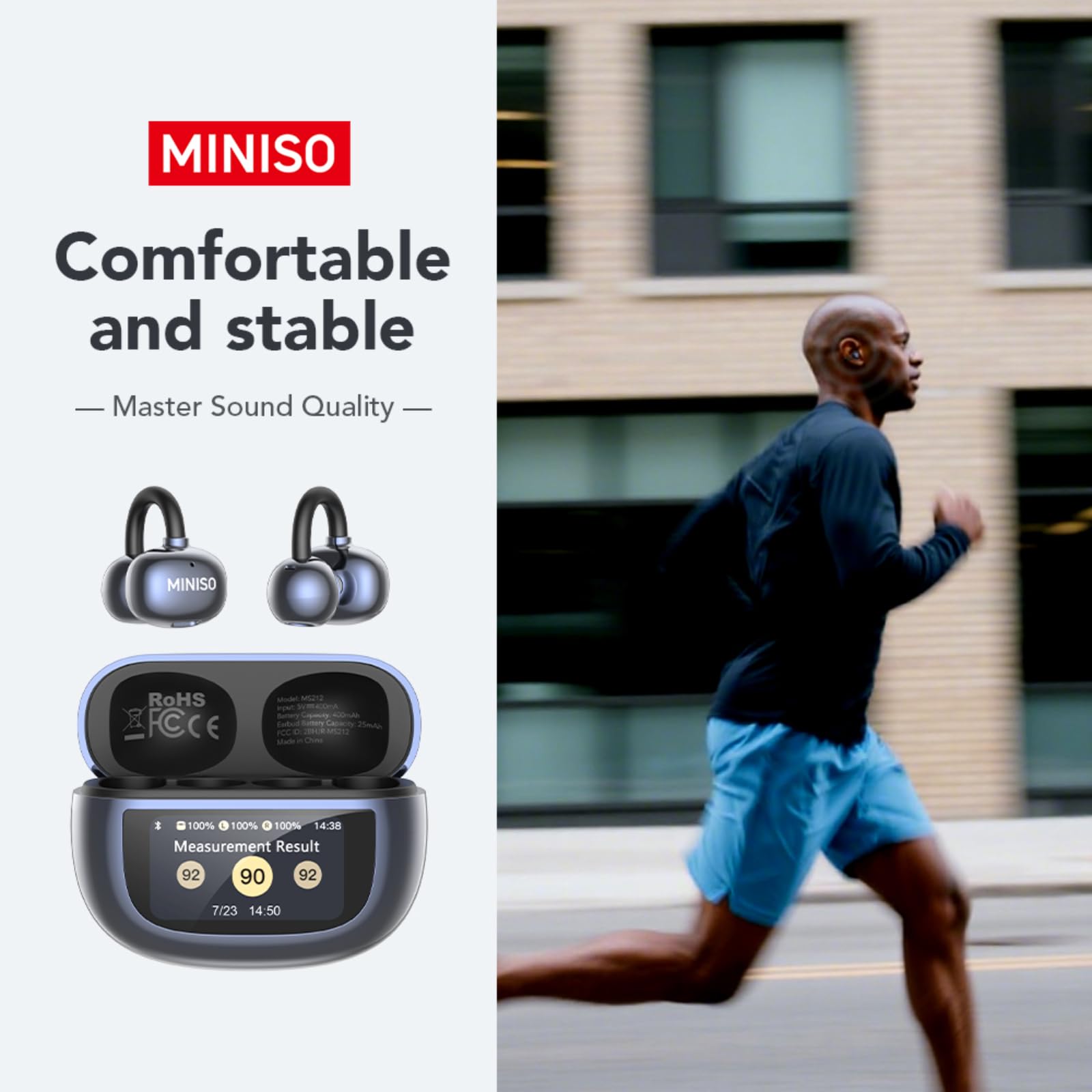 Amazon.com: MINISO MS212 Clip-On Ear Headphones with Heart Rate