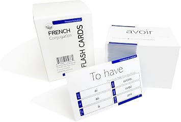 200 French Verb Conjugation Present Tense Flash Cards - Full Examples in Both French and English