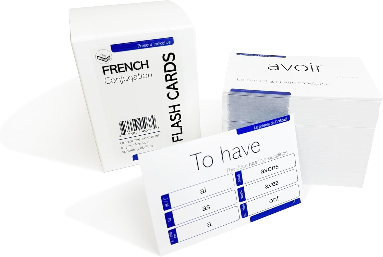 200 Cartes de Conjugation Verbe Français - Exemples complets en Français et en Anglais