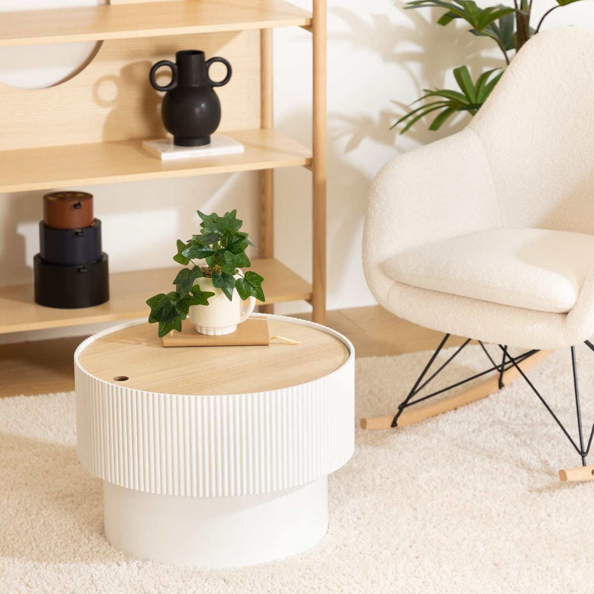 Atmosphera - Tavolino enola in frassino impiallacciato d55cm bianco
