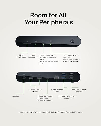 Miniatura 6 de Belkin Estación de acoplamiento Thunderbolt 4 con entrega de energía de 90 W para MacBook y Windows, pantalla 8KDual 4K, cable Thunderbolt 4, HDMI,