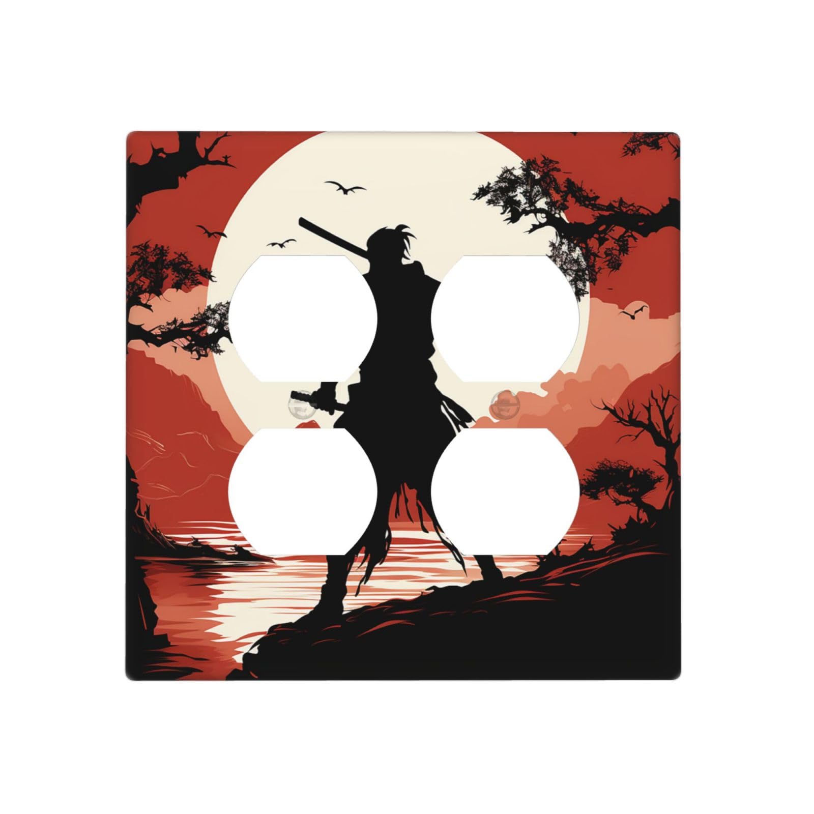 Kloph Style J Decorator Wall Plate 2 Gang Light Switch Covers Samurai Wallplate Double Toggle Switch Plate Standard Size Electrical Outlet Covers Decorative Wall Switch Plate Cover