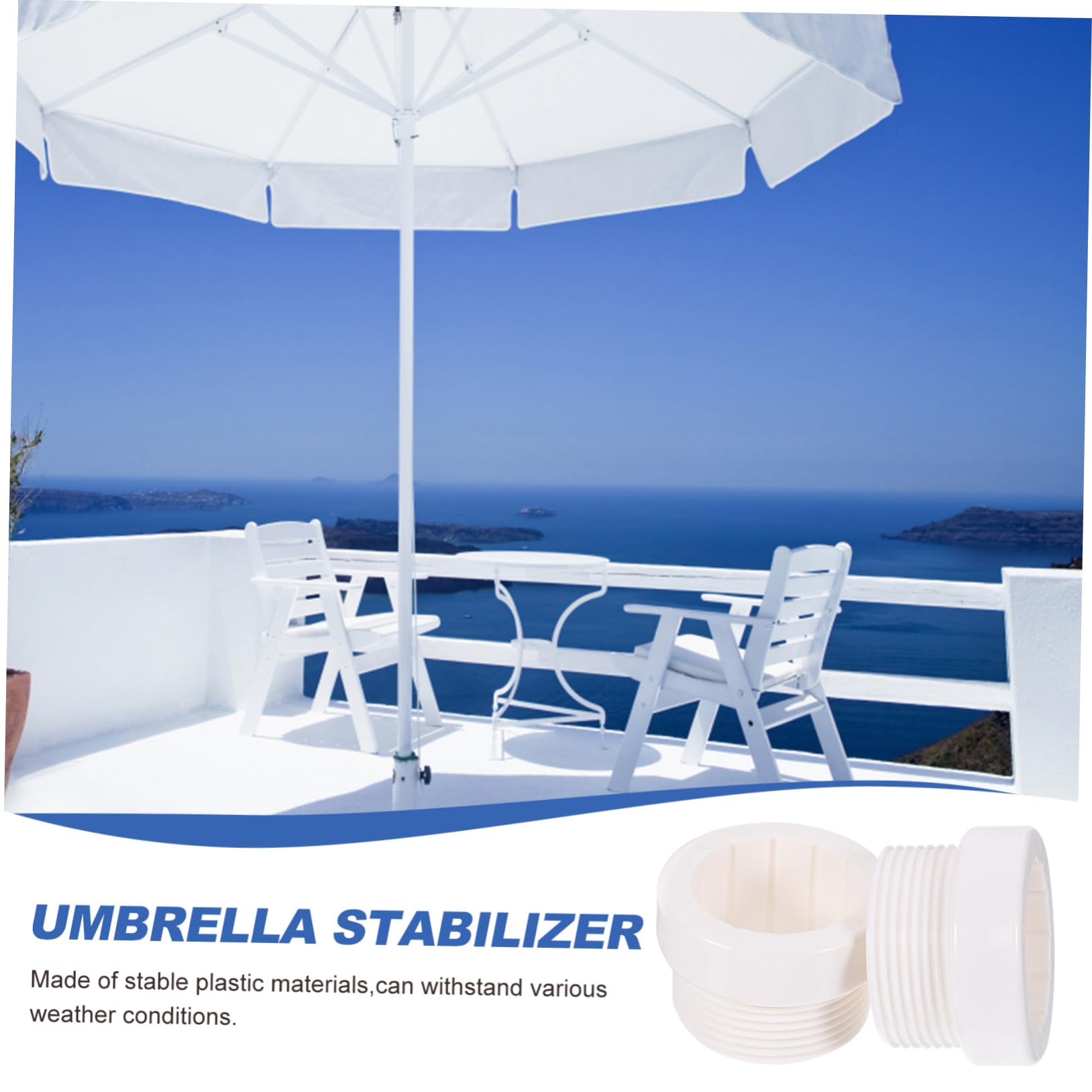 2 Adattatori Stabilizzatori Per Ombrellone Da Piscina – Per Inserti Aquastar Da 4,5 Cm – Bianco, Antivento E Resistente Ai Raggi UV