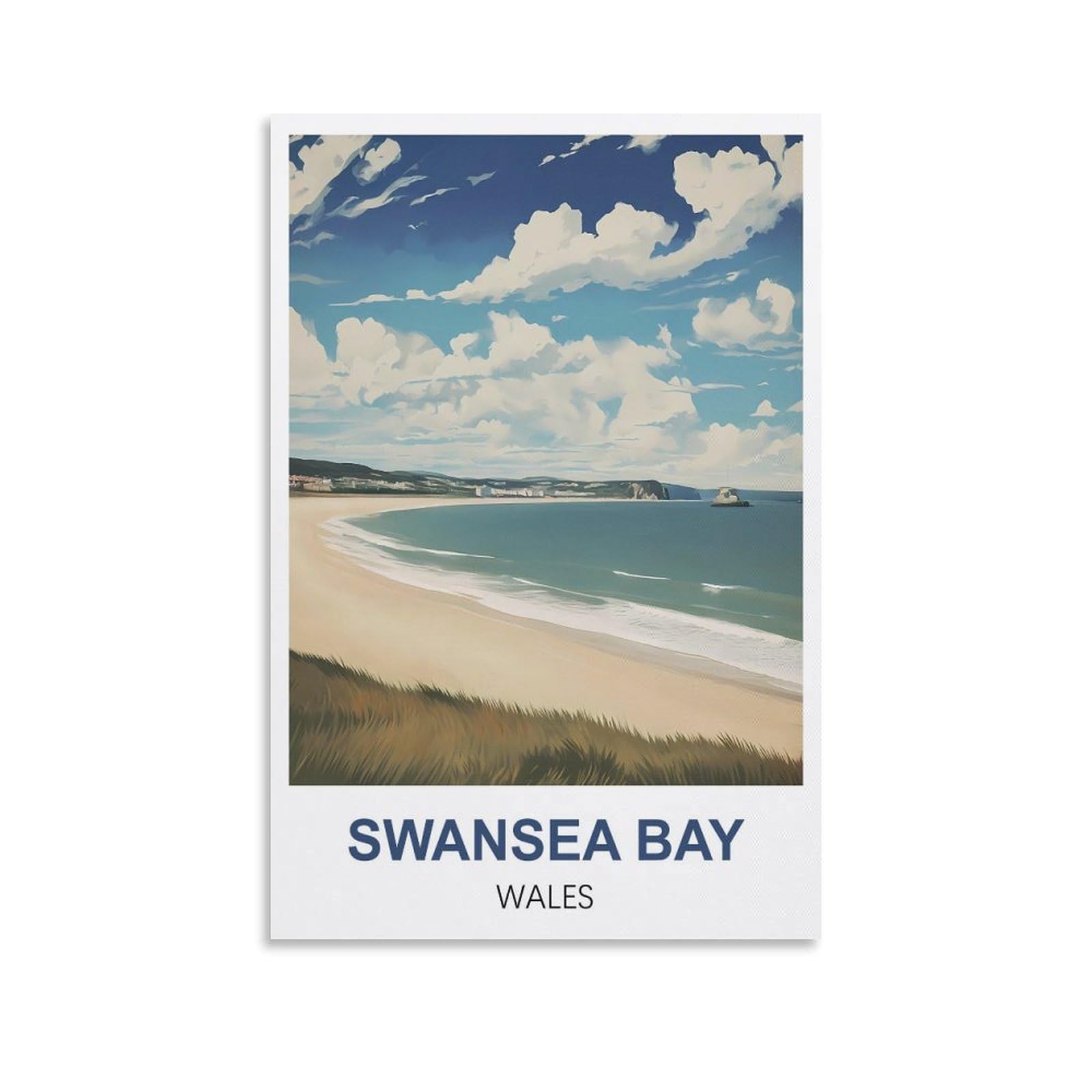 JYICUNCHO Swansea Bay Wales Vintage Travel Poster 12x18inch(30x45cm) Canvas Prints Wall Art Paintings Pictures for Living Room Bedroom Wall Decor