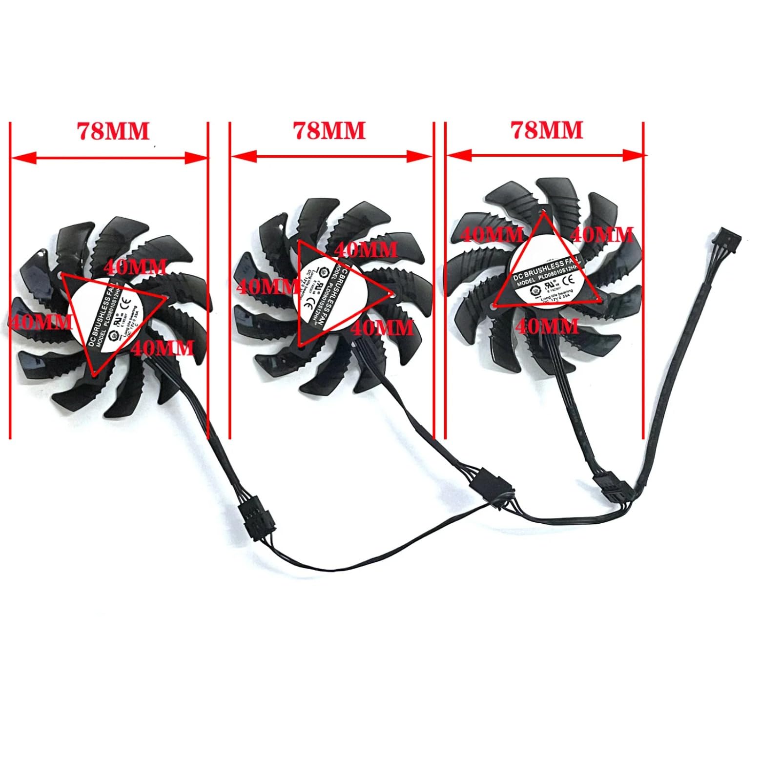 PLD08010S12HH 78mm DC 12V 0.35A 4Pin RX5700 GPU Cooler for Gigabyte Radeon RX 5500 5600 5700 XT Graphics Card Fan Cooling