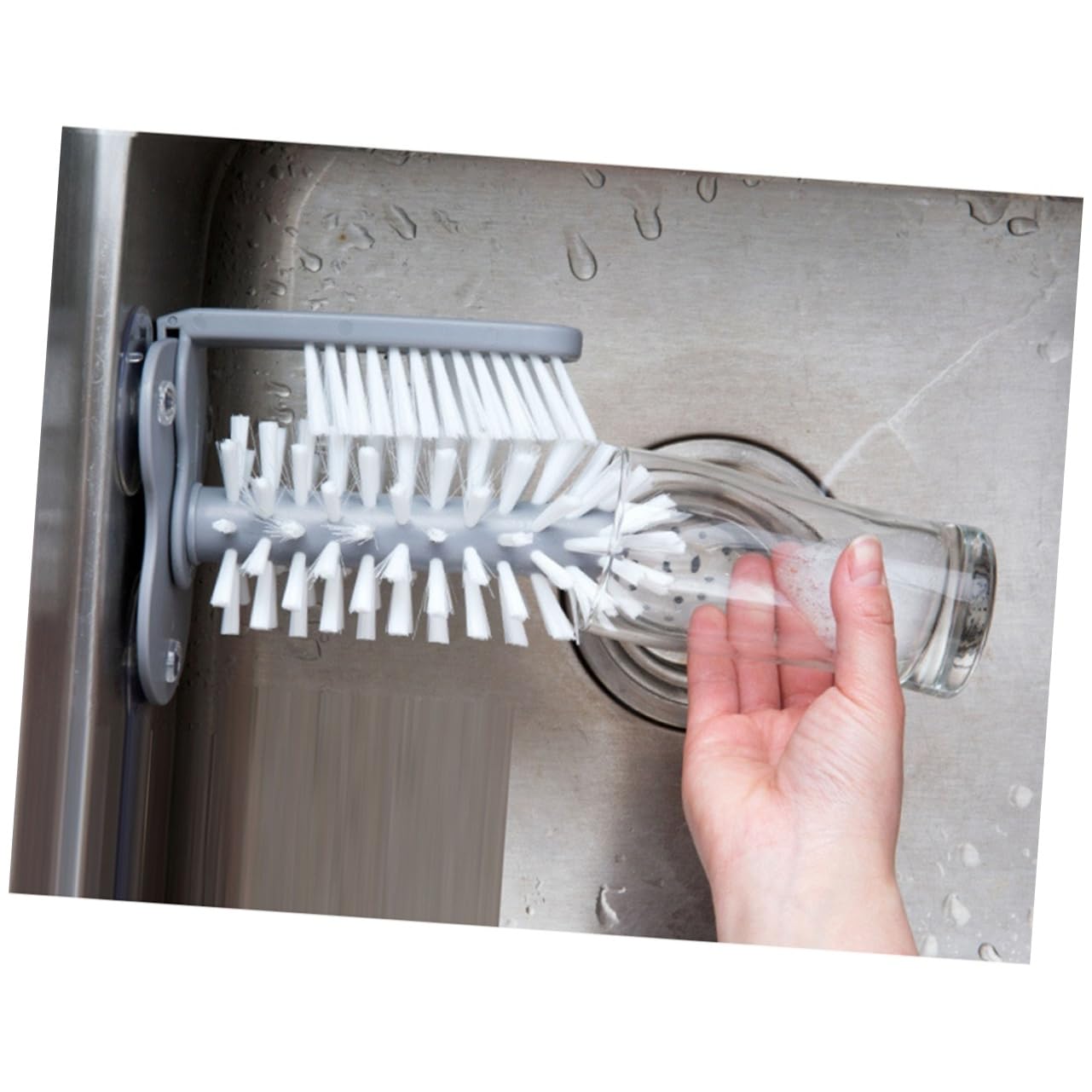 UTHCLO Glass Cup Brush Suction Base Multifunctional Cleaning Tool Lazy Wall Brush for Kitchen