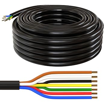Lumonic 5m FLRYY Fahrzeugleitung 7x1mm  schwarz 7-adrig Anh ngerkabel mehradriges KFZ-Kabel  l- und Kraftstoffbest ndig flammwidrig Niedervolt
