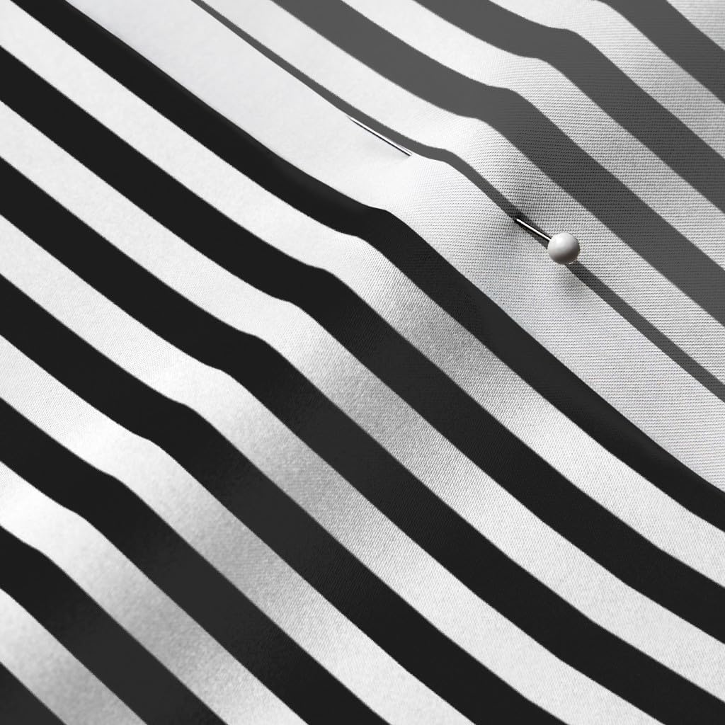 Spoonflower Fabric - Black White Stripes Striped Stripe Lines Printed on Satin Fabric by The Yard - Sewing Lining Apparel Fashion Blankets Decor