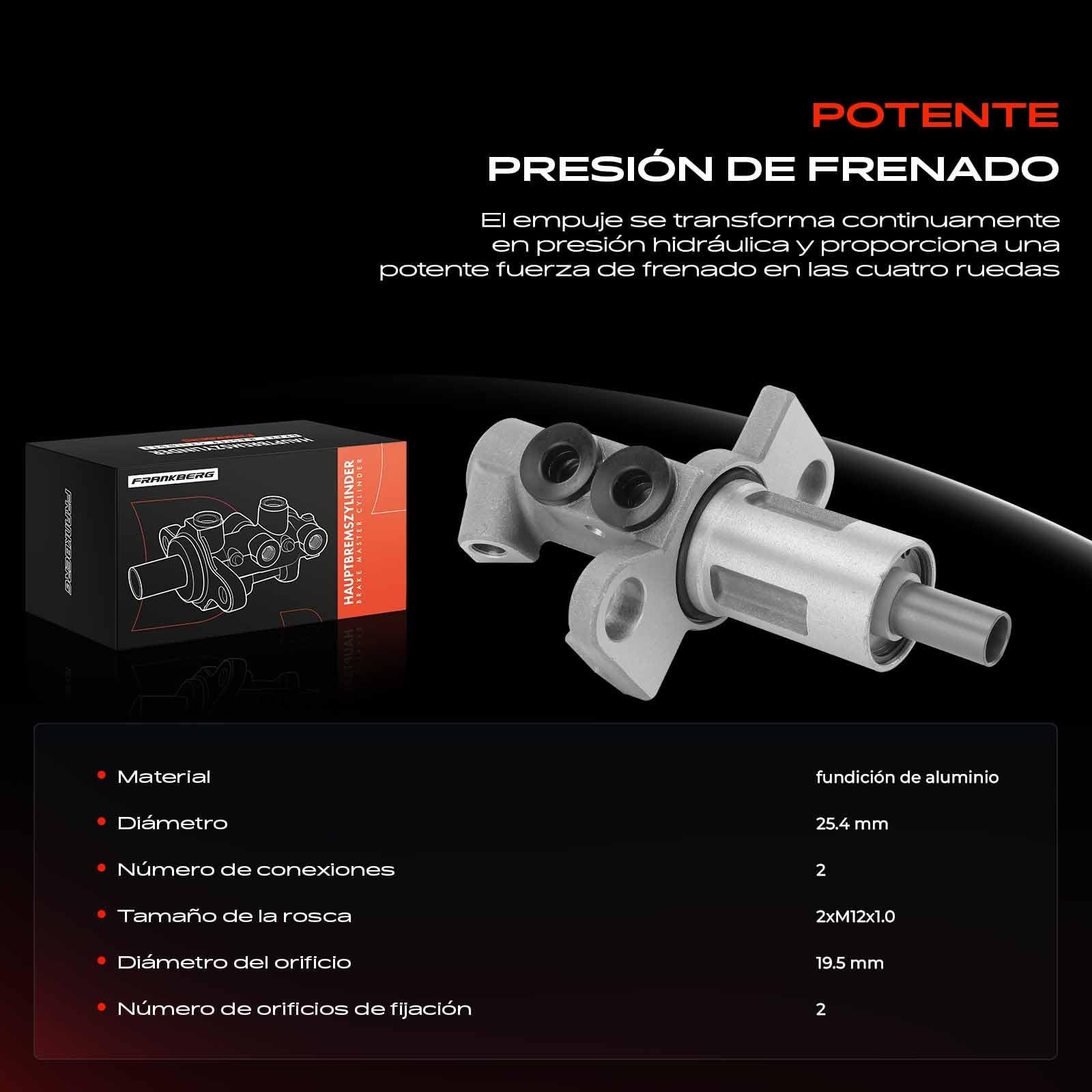 Frankberg Bomba de freno Cilindro de freno Compatible con A4 8E2 2.0L A4 Avant 8E5 1.9L A4 Avant 8E5 2.0L P.a.s.s.a.t Variante 3B6 1.9L Exeo ST 3R5 2.0L Replace# M630482