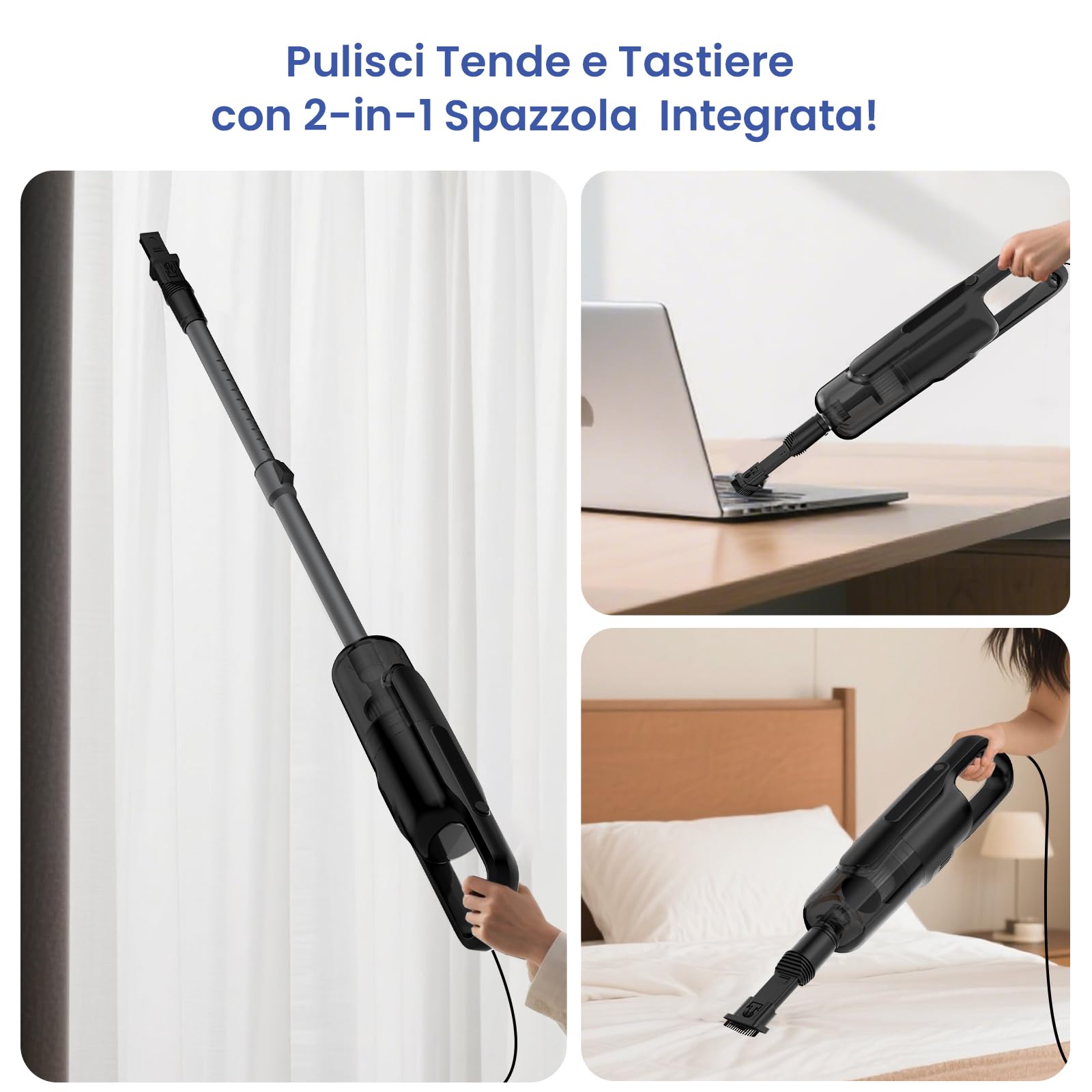 VersLife C8PRO Aspirapolvere con Filo, Scopa Elettrica 30KPa 600W con Bocchetta Senza Spazzola, Aspirapolvere Potente con Cavo da 5M, Filtro HEPA, Tubo Telescopico, per Pavimenti, Tappeti e Tende
