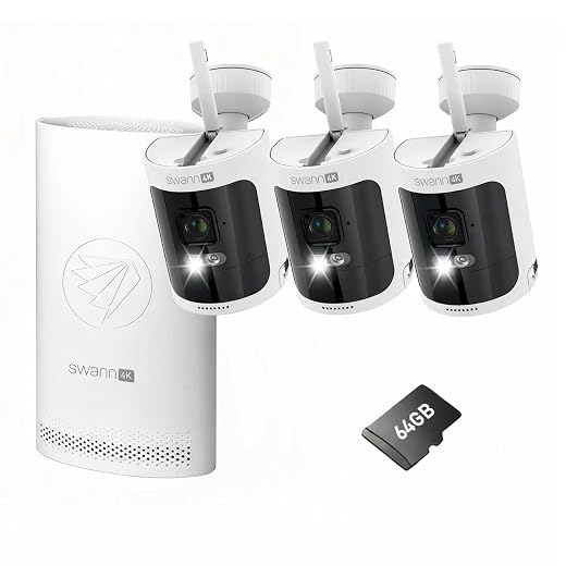 Swann 4K Wireless Security Kit with 3 x Wire-Free Cameras & NVR Tower
