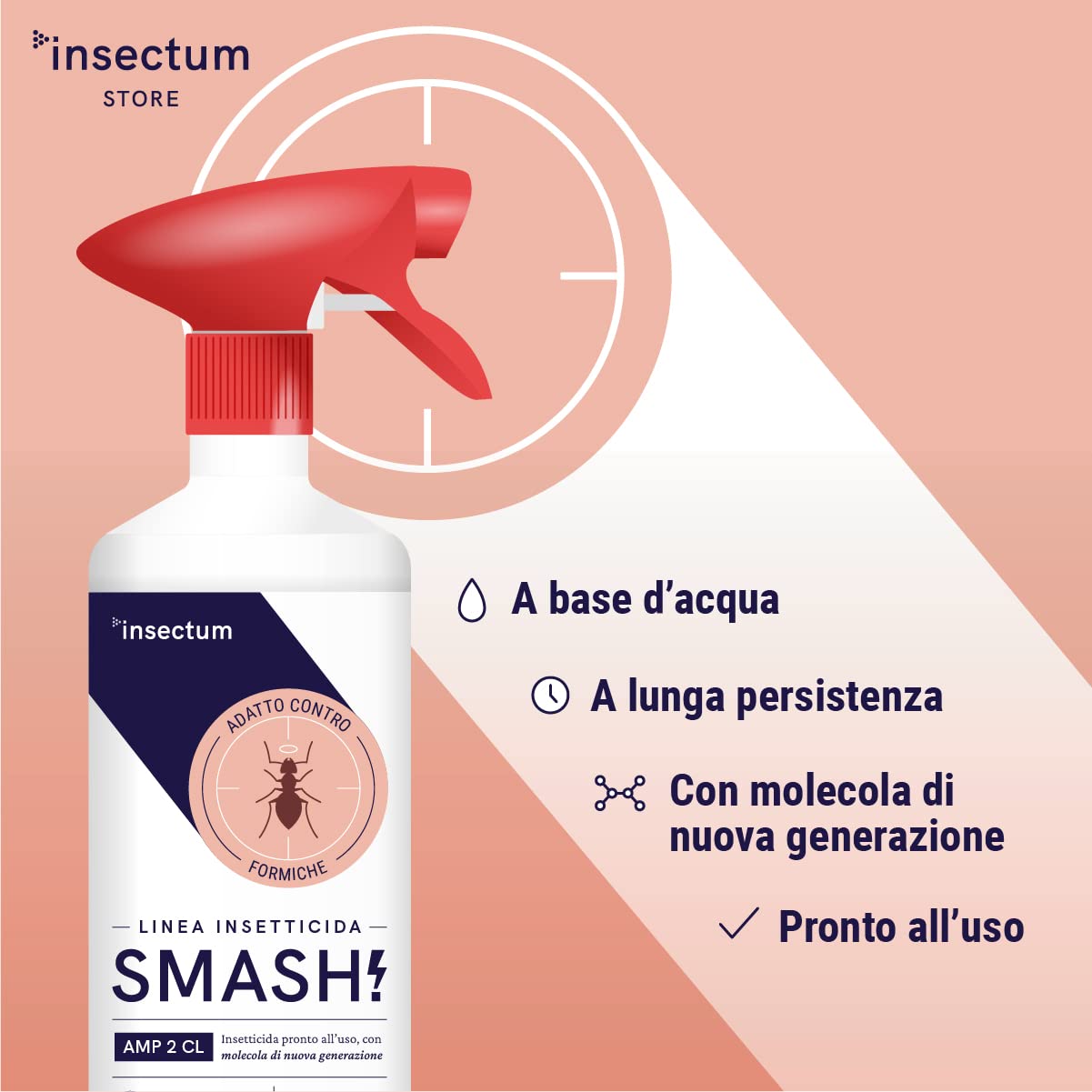 SMASH Spray Insetticida Formiche per Casa - 2x500 ml - Adatto per Ambienti con Animali Domestici. Senza Permetrina. Antiformiche per Interno Casa - Istruzioni incluse