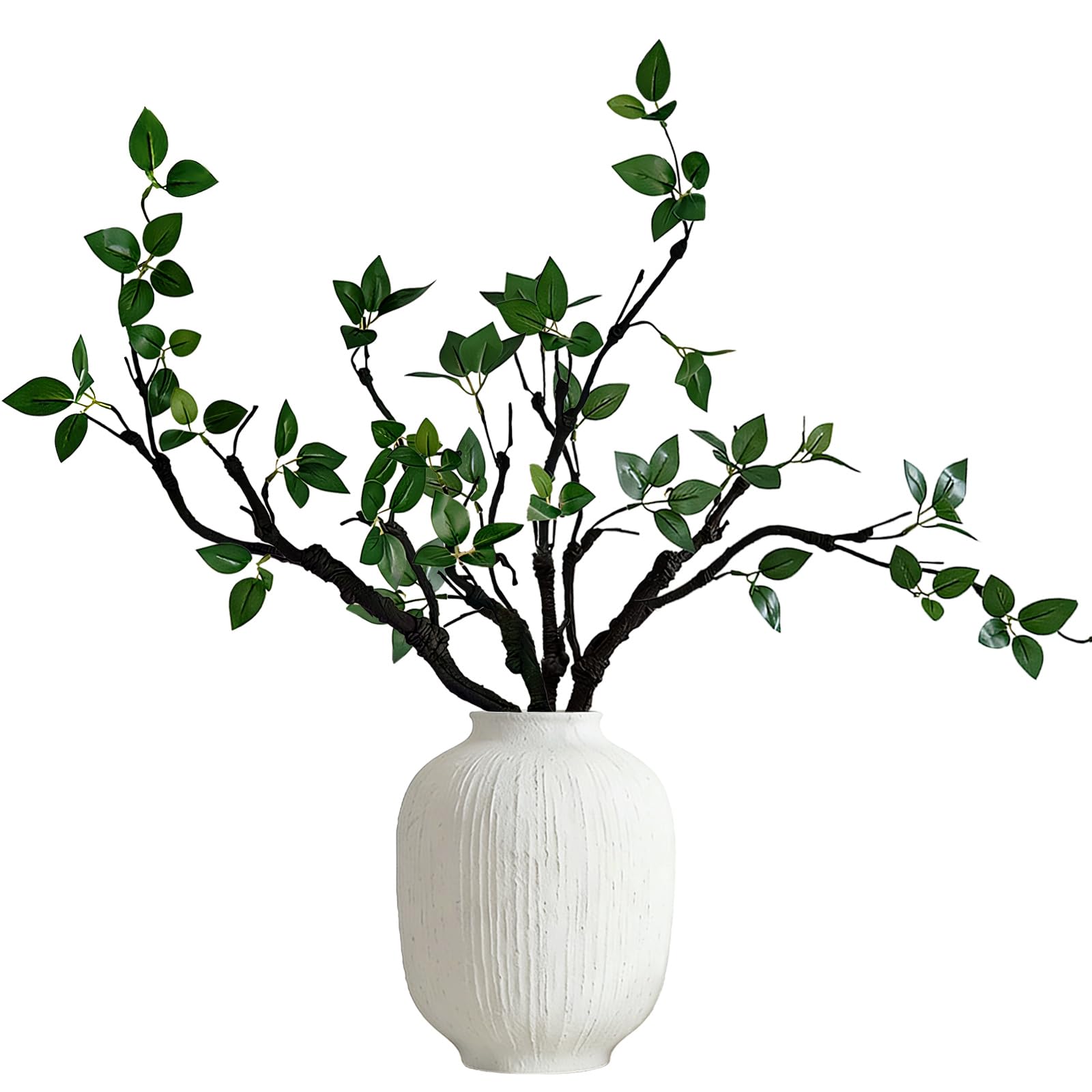 3 Pcs Artificial Foliages Ficus Branches Faux Eucalyptus Stems for Vase