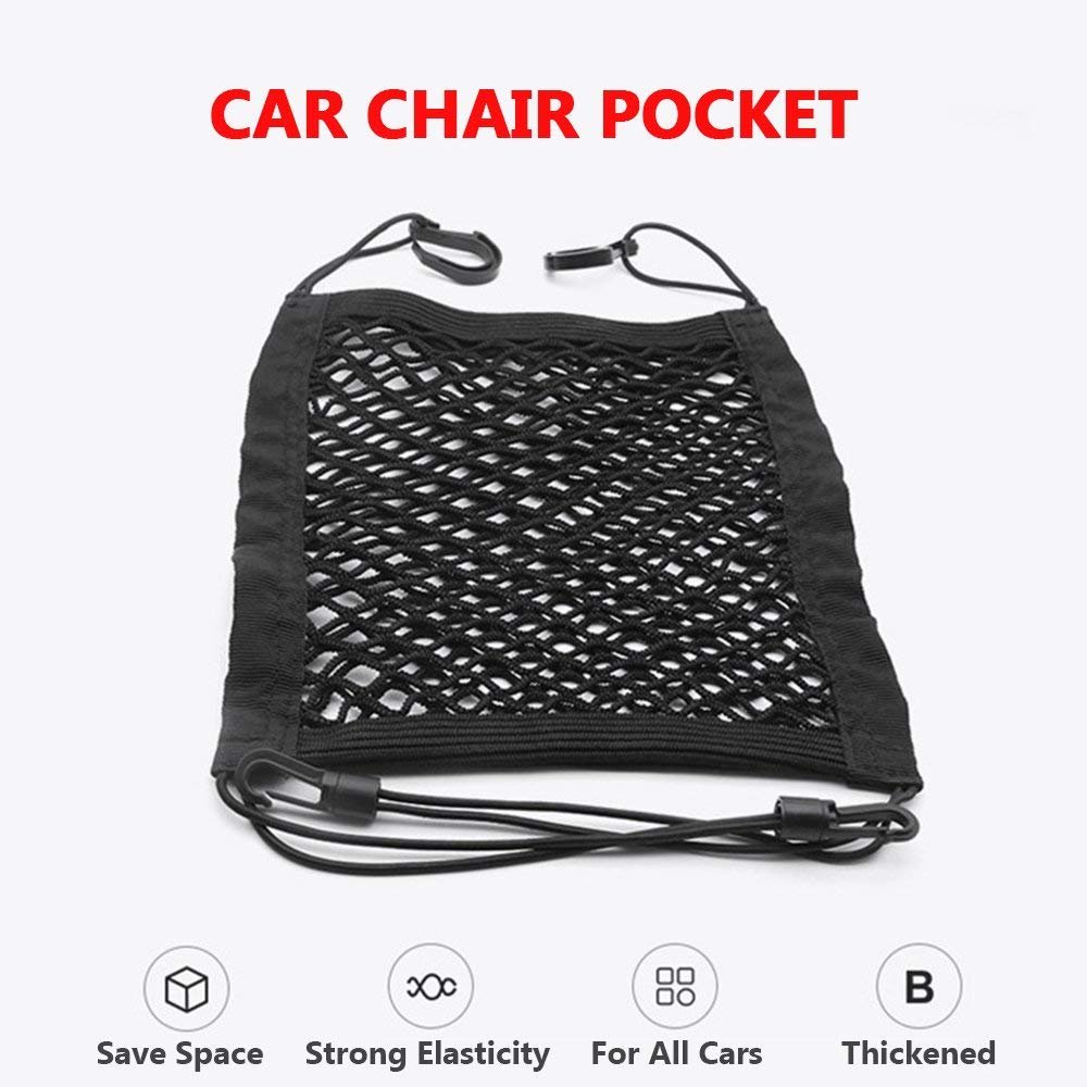 MagiqueW Car Seat Storage Mesh/Organizer(2PCS - 2 Lays Back Seat Elastic Cargo String Net Pouch Holder for Bag Luggage Pets Kids Barrier Disturb Stopper(2PCS