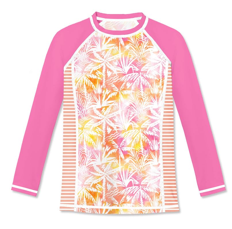 BesserBay Mädchen Rashguard Shirt UV Schutz Schwimmshirt Langarm Druck 110-150