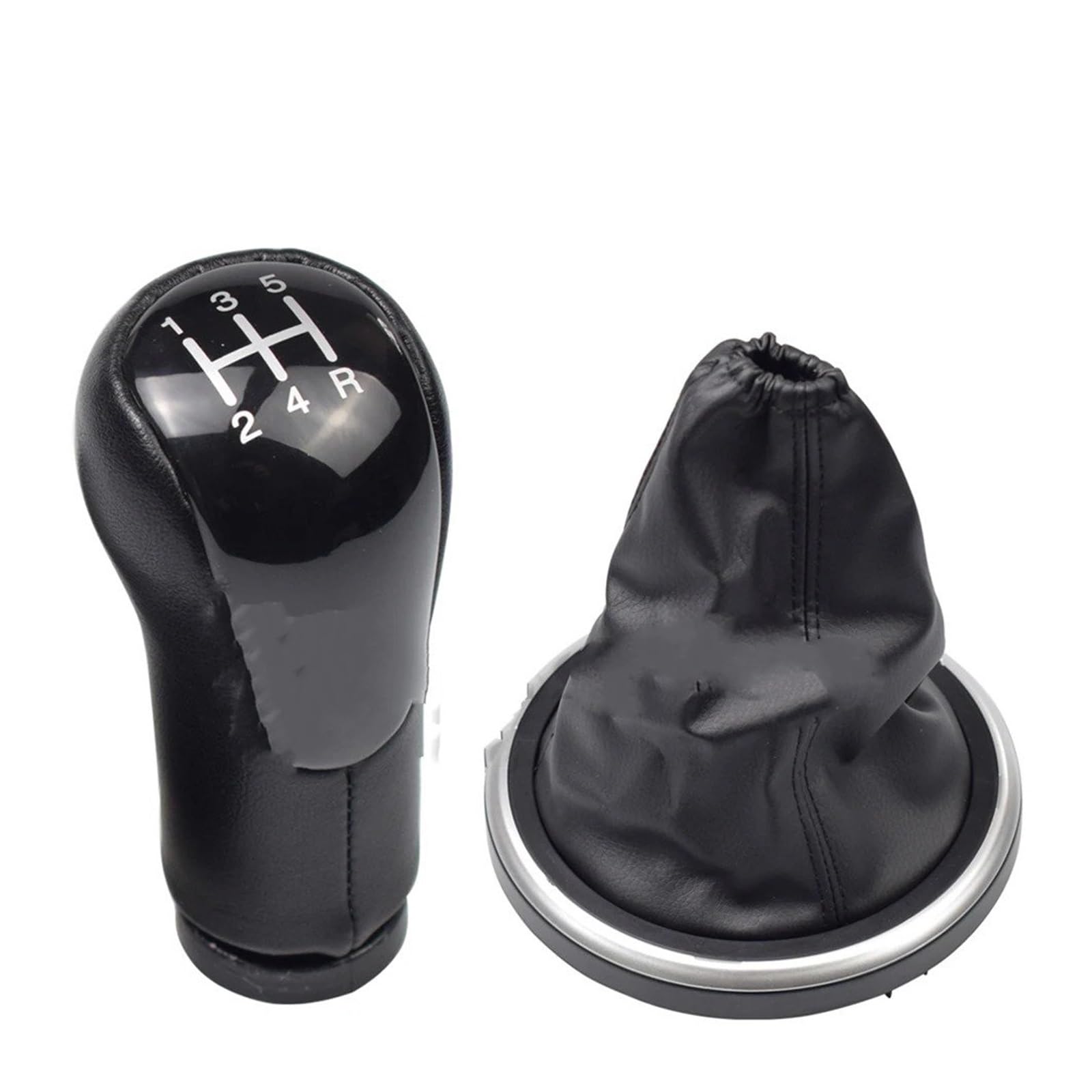 PYBYCEGNZK Car Interior Accessories for Fiesta 2002-2007 Manual 5 6 Speed Gear Shift Knob Lever Gaitor Shifter(5 Speed Black Set)