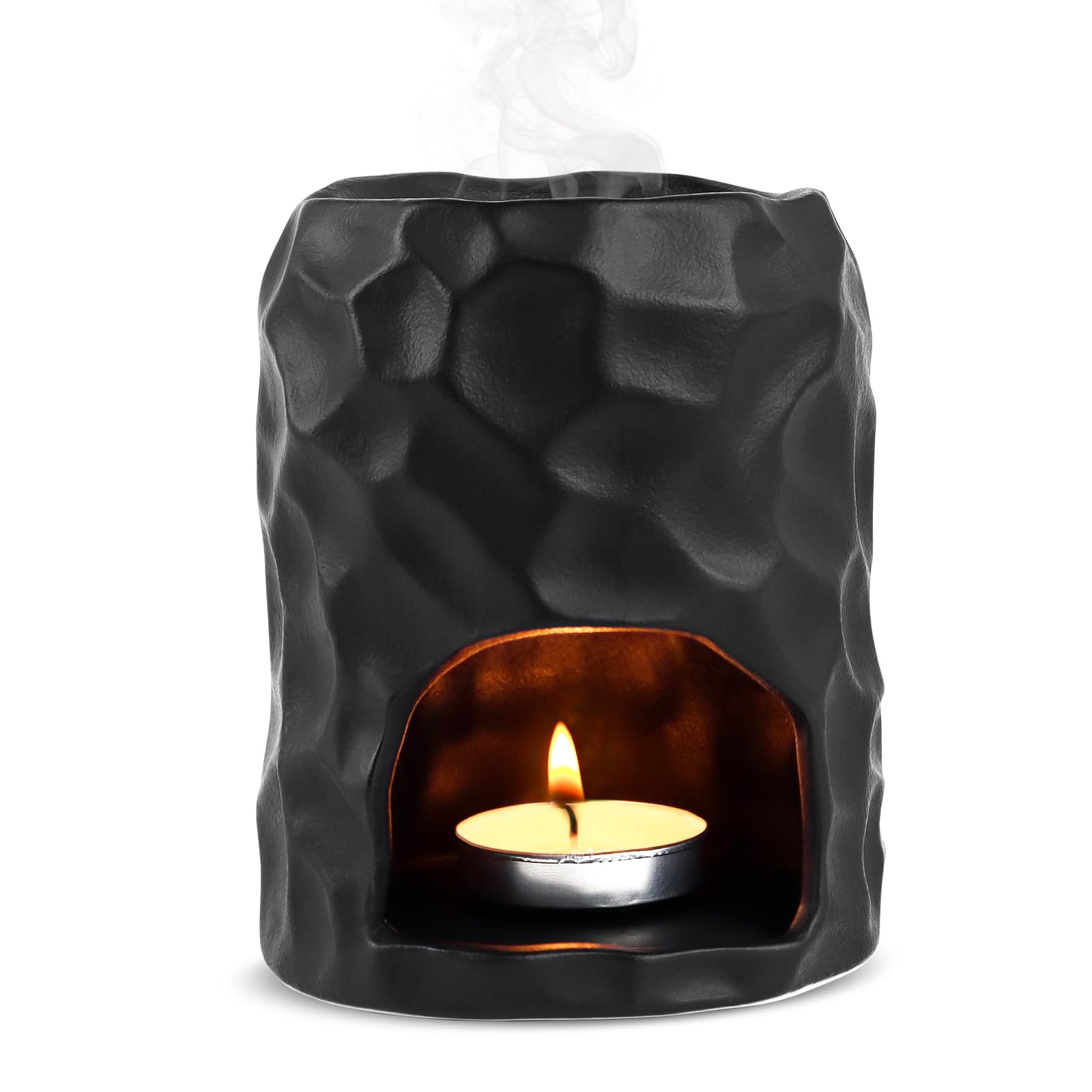 Lampa zapachowa typu tealight | lampa zapachowa do olejków eterycznych | lampa zapachowa | dyfuzor oleju i wosku | kadzidełka do wosku zapachowego i olejków zapachowych (matowa czerń)