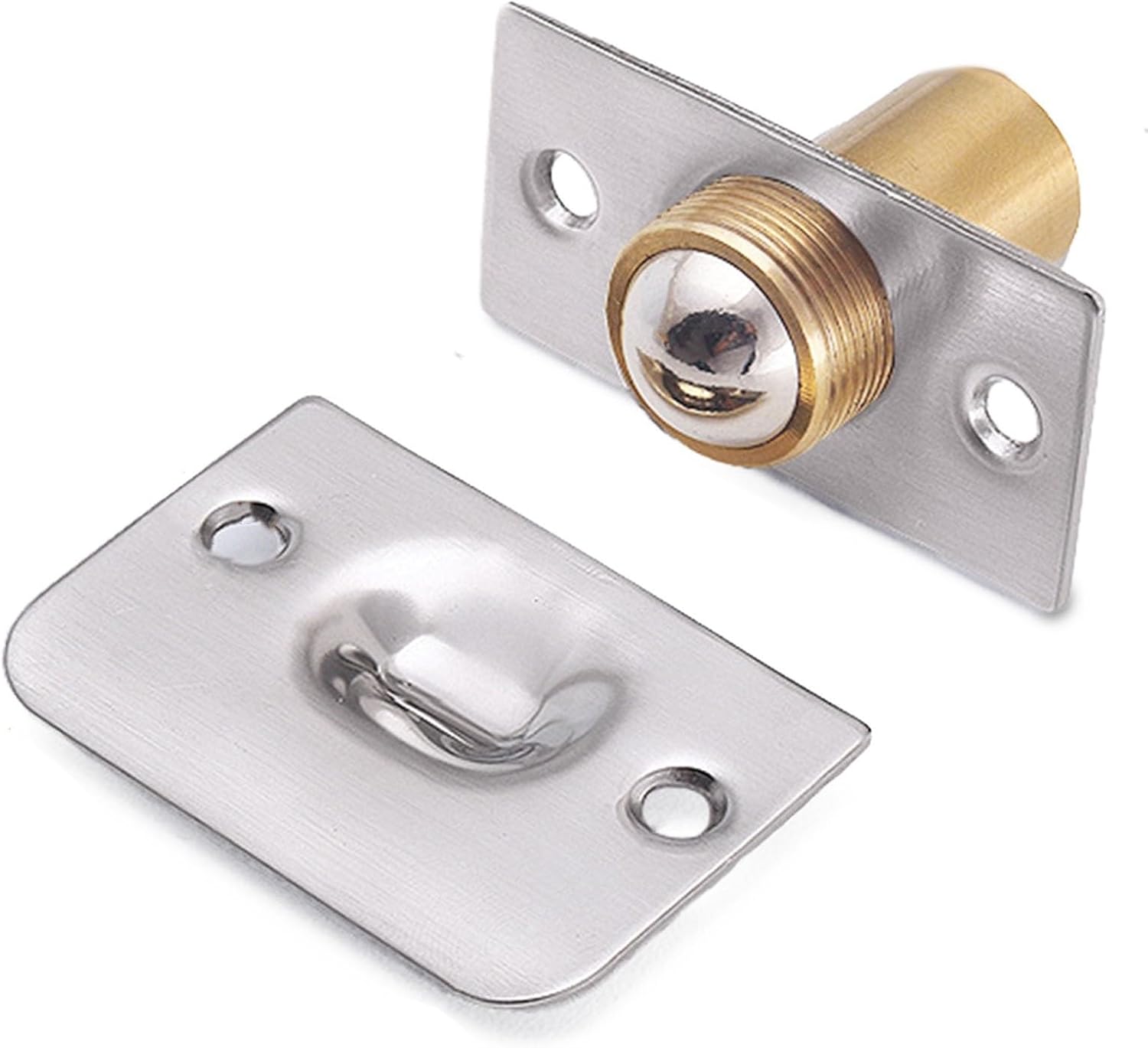 Adjustable Ball Catch Door Latch With Stainless Steel Spring For Invisible Wooden Cabinet Doors And Furniture Closets With Strike Plate Set