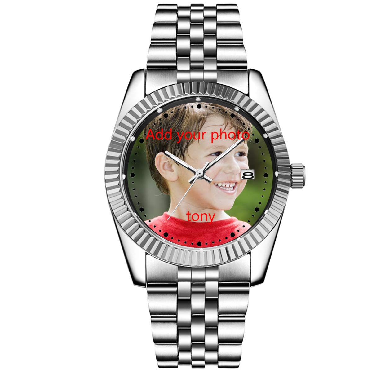 GIRLSIGHTPersonalized Watch Custom Watches with Photo Picture Watch for Men, Personalized Fathers Family Women Mens Couples Gift for Husband Or Dad 001