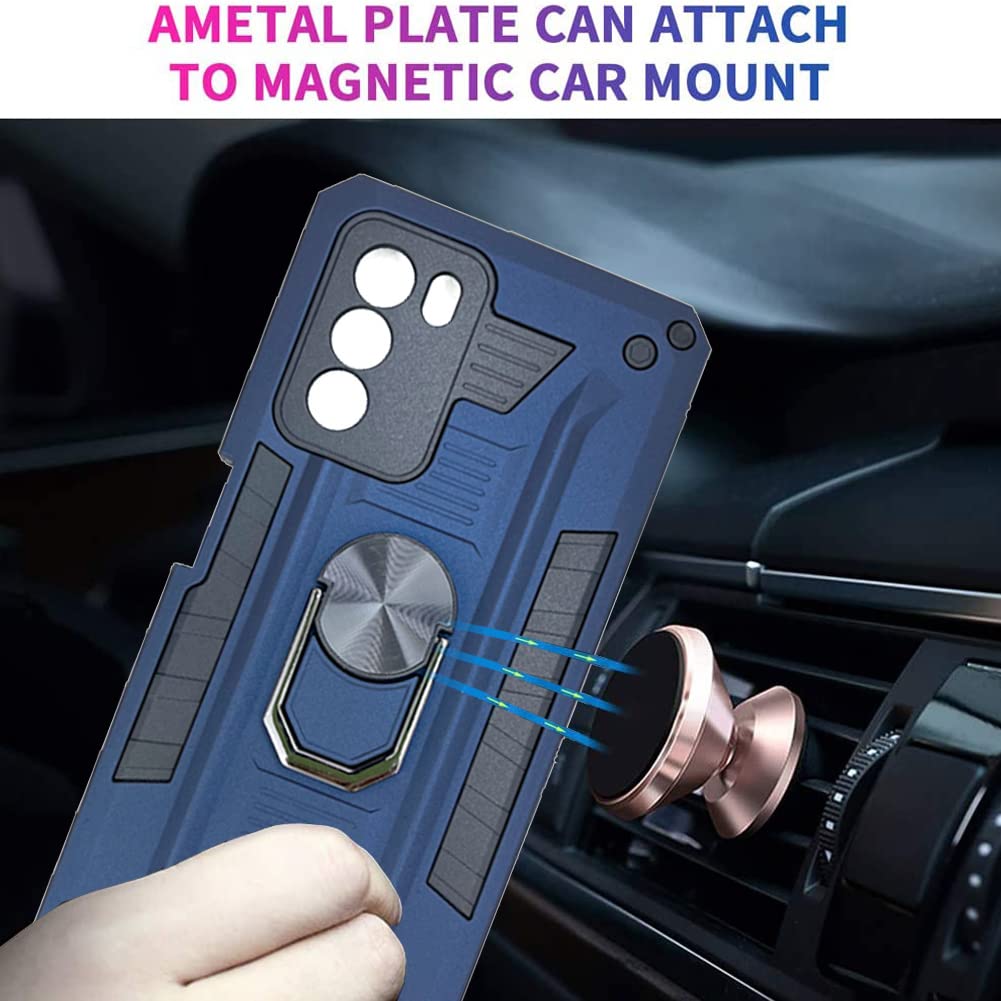 Ytaland Cover Compatibile con ZTE Blade A52, 2 Pezzi Pellicola Vetro Temperato, Grado Militare 360° Anello Supporto Case TPU Silicone Antiurto Custodiecolore: Blu reale
