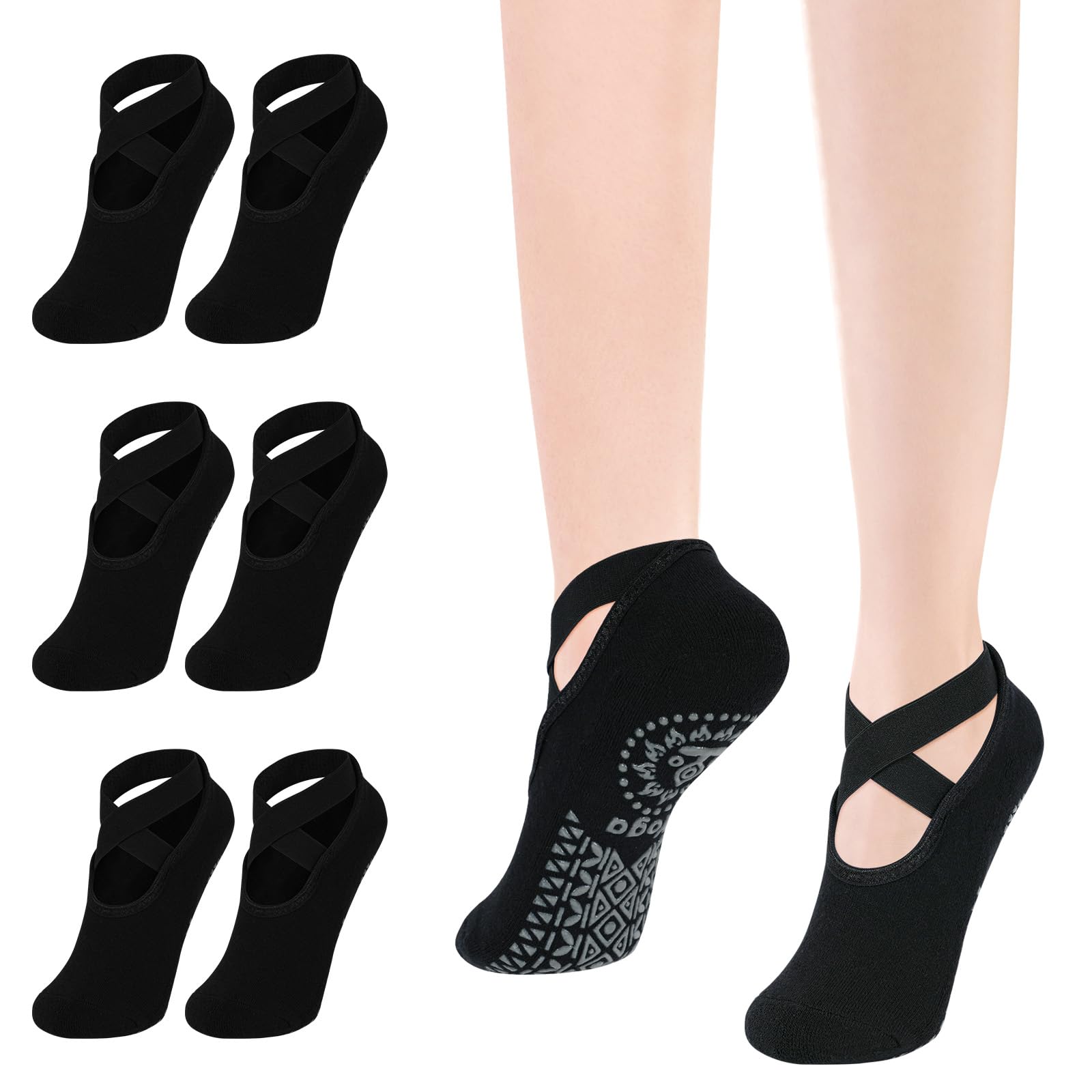 flintronic Calzini Antiscivolo Yoga Donna, Antiscivolo Calze Donna, Calze Yoga, Calzini Pilates Sportivi con Cinturino per Yoga, Pilates, Balletto, Danza, Ballo a Piedi Nudi, Fitness