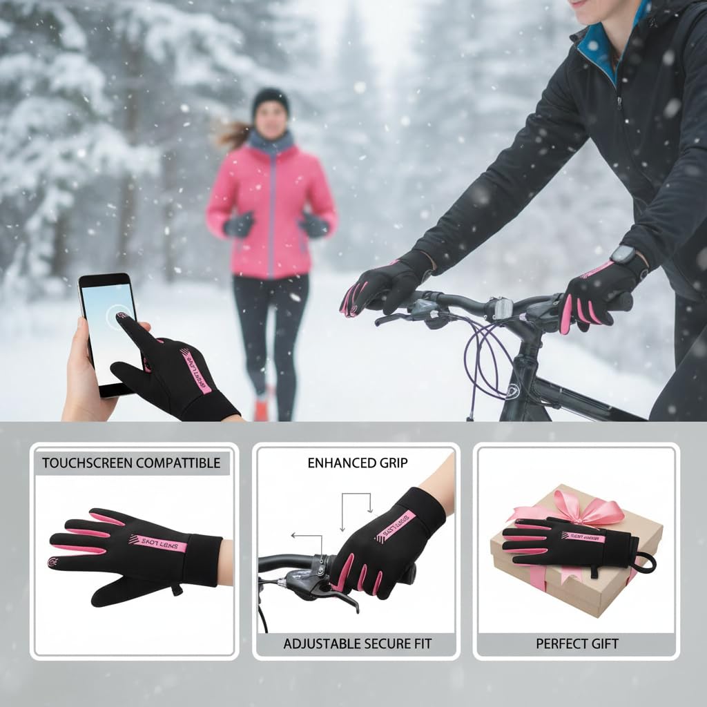 Guantes deportivos de invierno impermeables térmicos pantalla táctil antideslizantes poliéster acrílico para esquí ciclismo