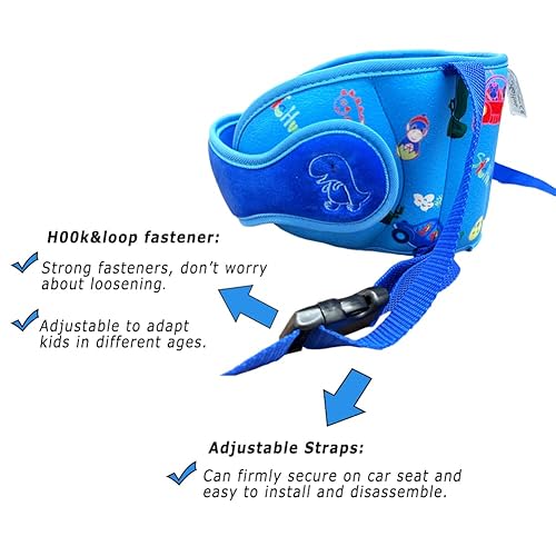 Miniatura 5 de Soporte para la cabeza del asiento de automóvil para niños pequeños, soporte ajustable para el cuello, correa para la cabeza, correa para la cabeza,