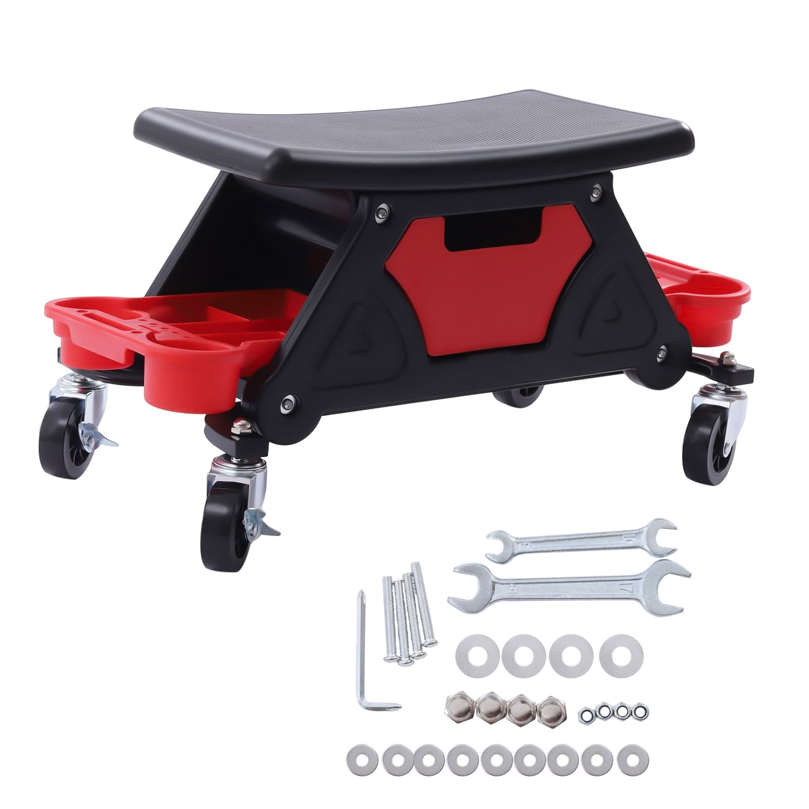 Sgabello Girevole HASKYY Con Schienale E Ruote - Regolabile 43-58 Cm, Portata 150 Kg, Ripiani