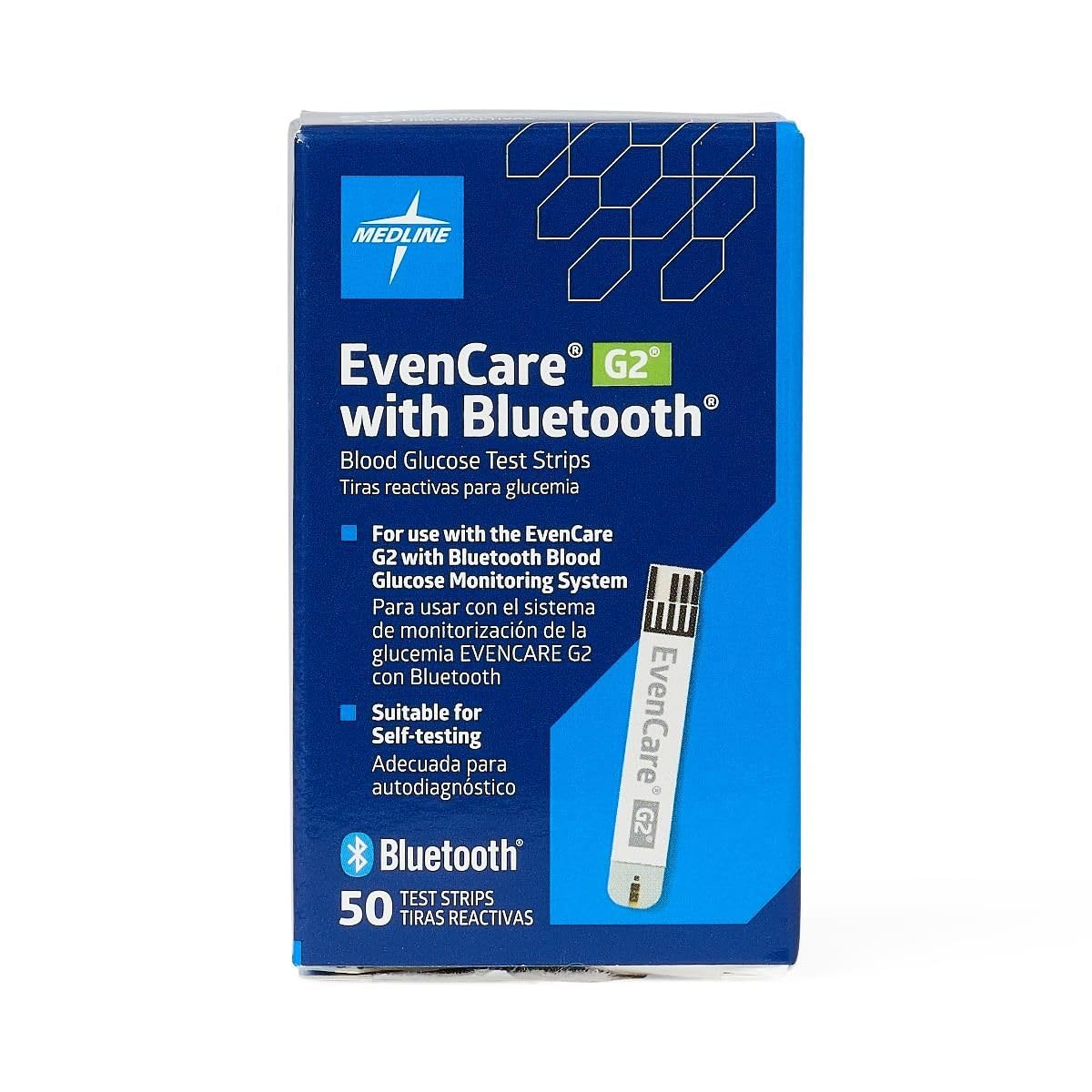 Medline EvenCare G2 with Bluetooth Test Strips, Box of 50